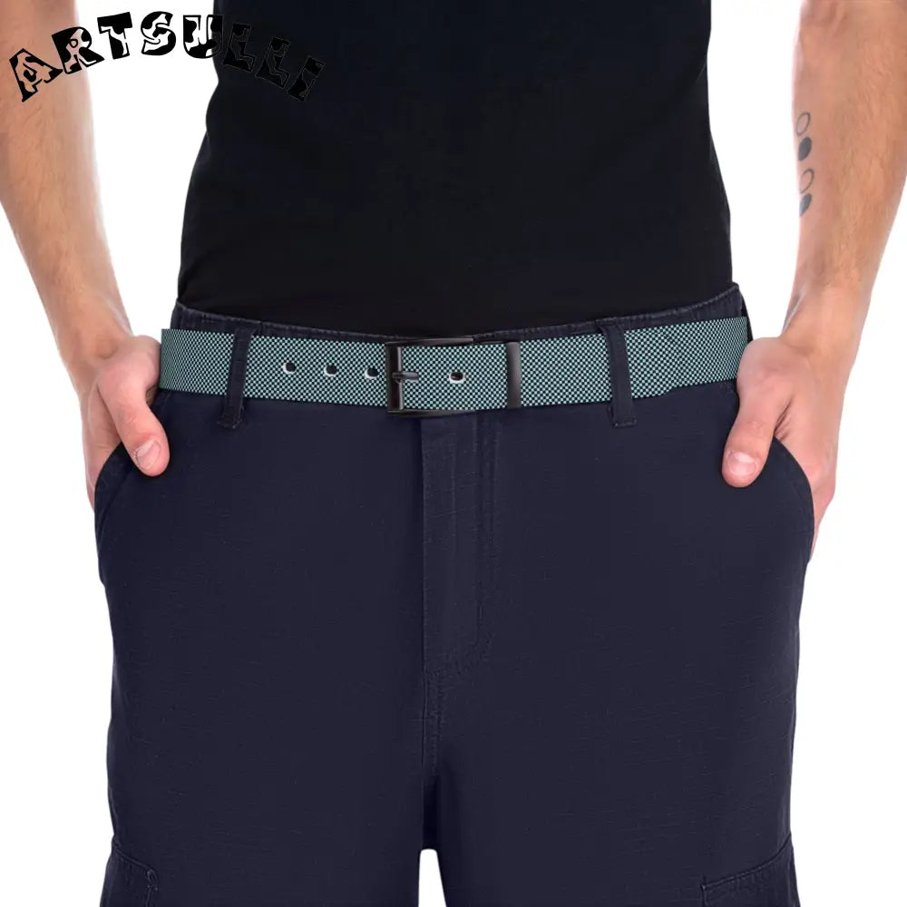 JAKKOUTTHEBXX Checkerboard Black and Blue Belt JAKKOUTTHEBXX