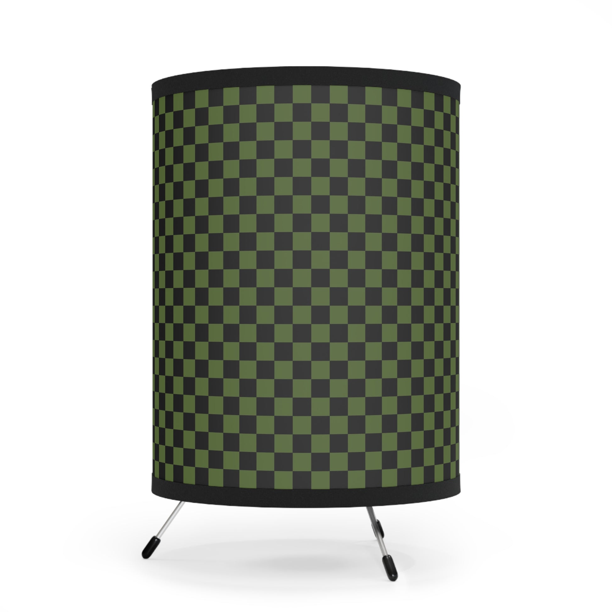 Checkerboard Olive Green and Black Tripod Lamp with High-Res Printed Shade, US\CA plug, Artsulli - Art is Long, Life is Short, Home Decor, , , , , , , 