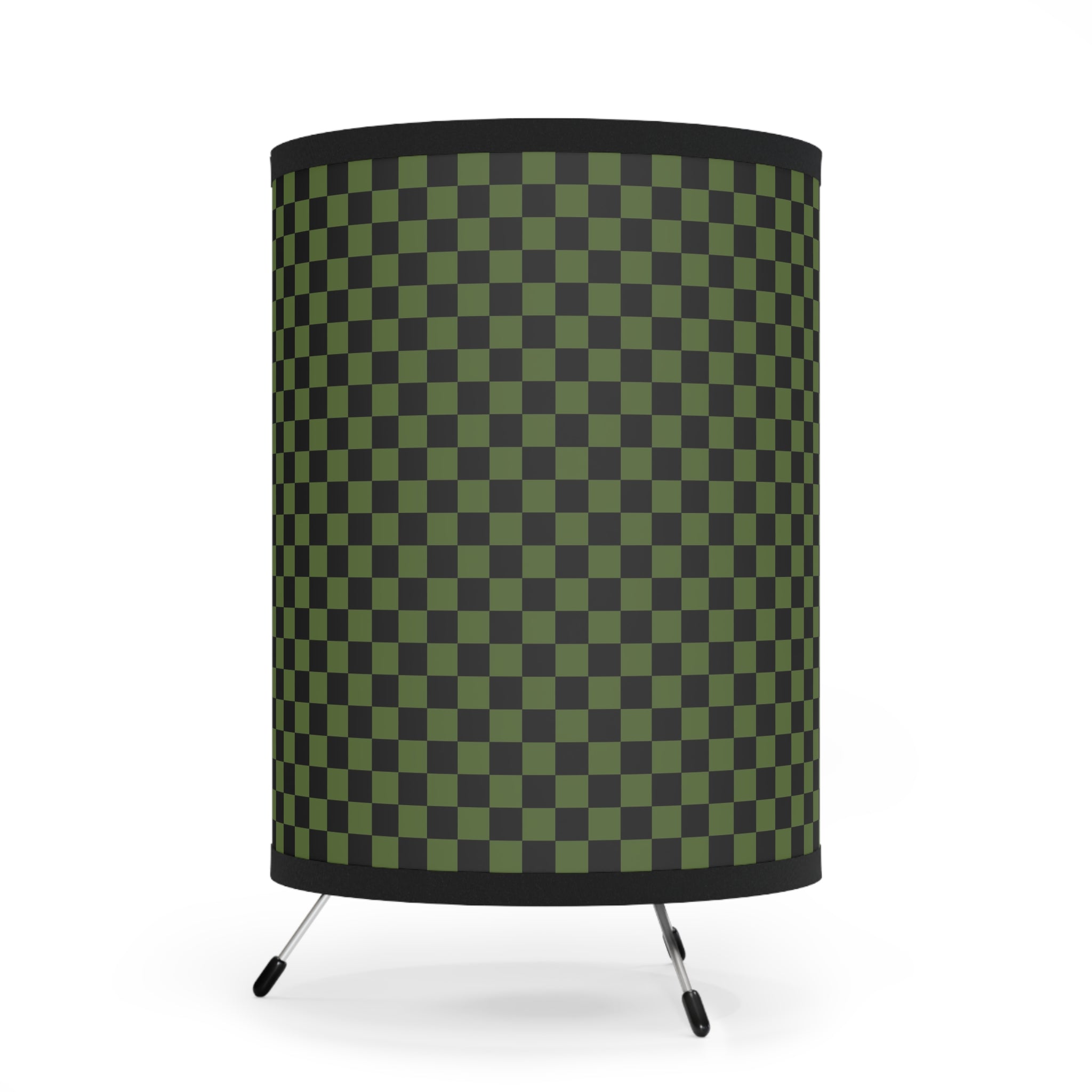 Checkerboard Olive Green and Black Tripod Lamp with High-Res Printed Shade, US\CA plug, Artsulli - Art is Long, Life is Short, Home Decor, , , , , , , 