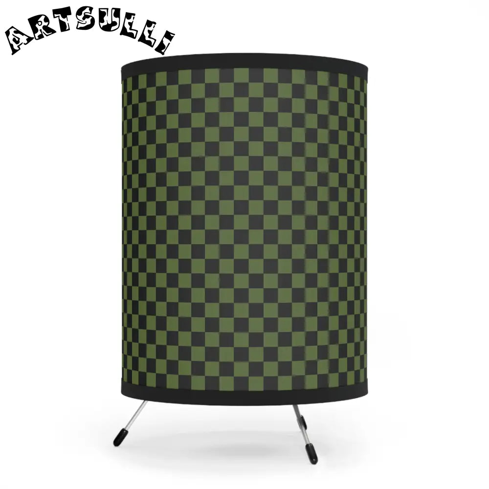 JAKKOUTTHEBXX Checkerboard Olive Green and Black Tripod Lamp