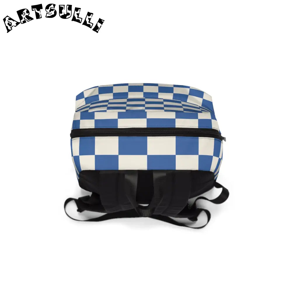 JAKKOUTTHEBXX Checkerboard Blue Unisex Classic Backpack