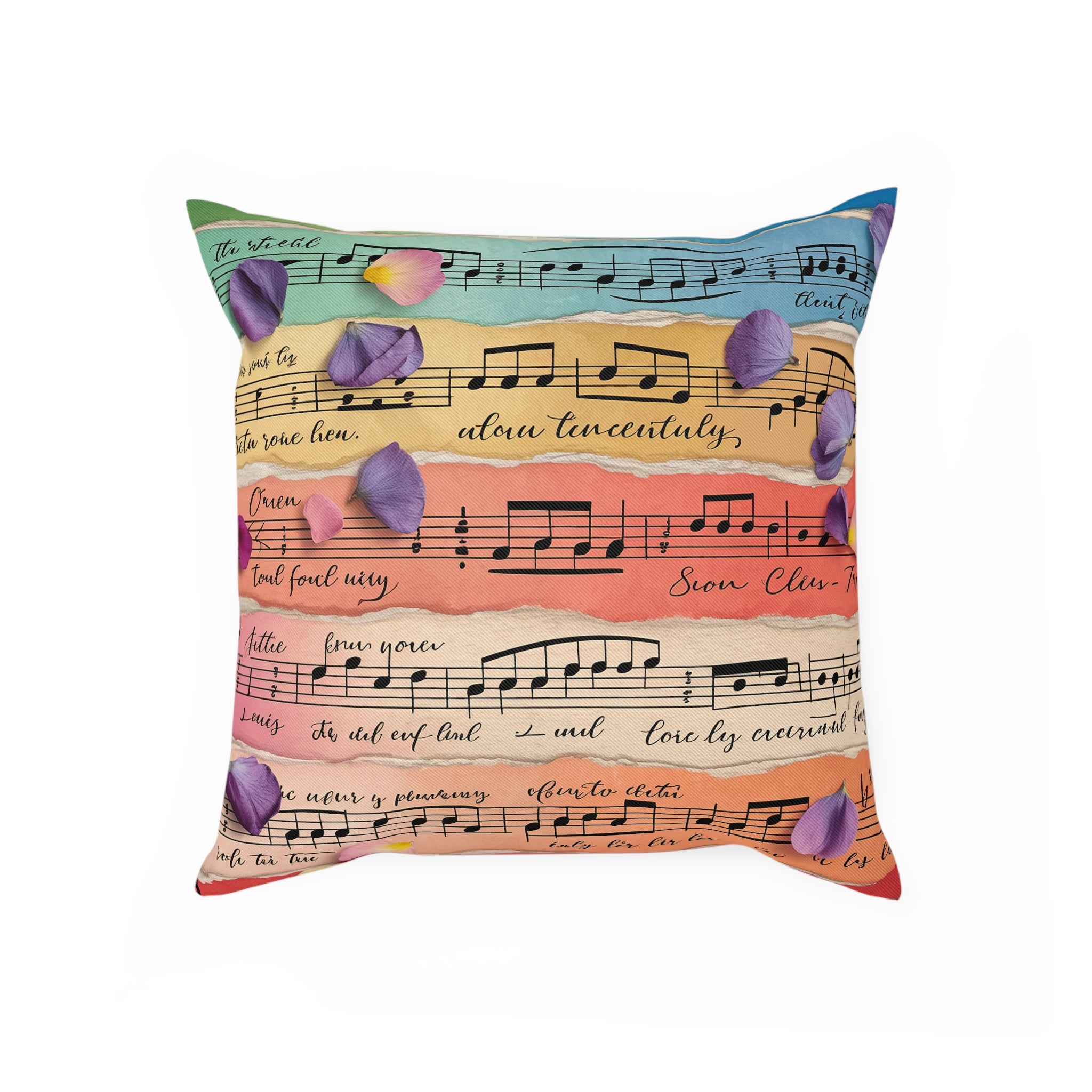 Torn Type Beat Sheet Music Multi-Color Cushion, Artsulli - Art is Long, Life is Short, Home Decor, Size, 15.7" × 15.7", , , , , 60918224748751519181