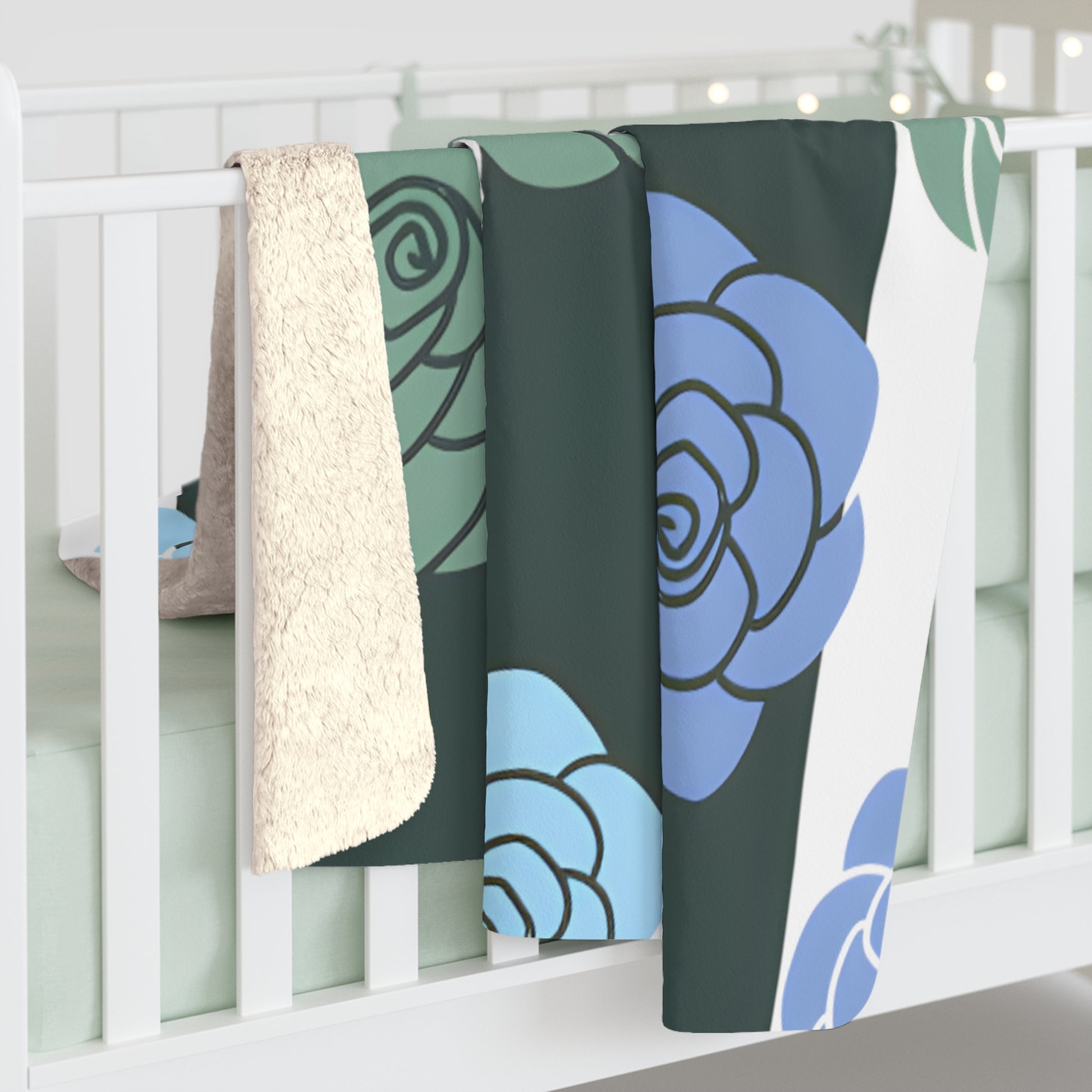 Stripes x Roses Black and White Sherpa Fleece Blanket, Artsulli - Art is Long, Life is Short, Home Decor, , , , , , , 