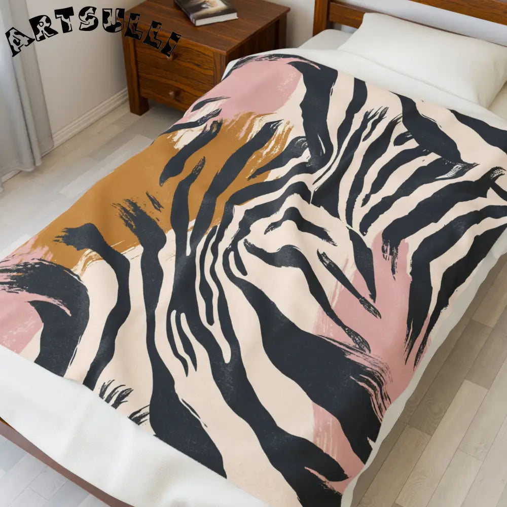 JAKKOUTTHEBXX Abstract zebra print fabric in pink and mustard yellow
