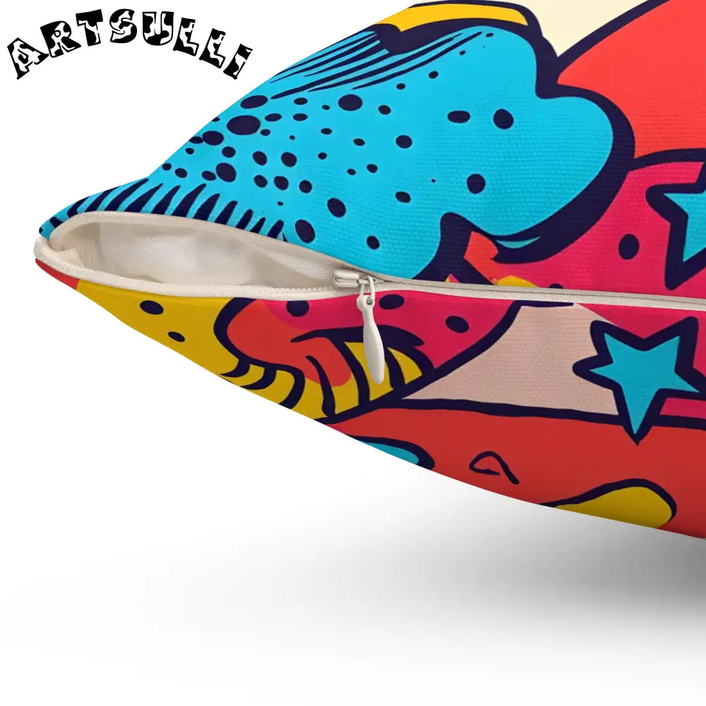 JAKKOUTTHEBXX Comic x Pop Art Spun Polyester Square Pillow