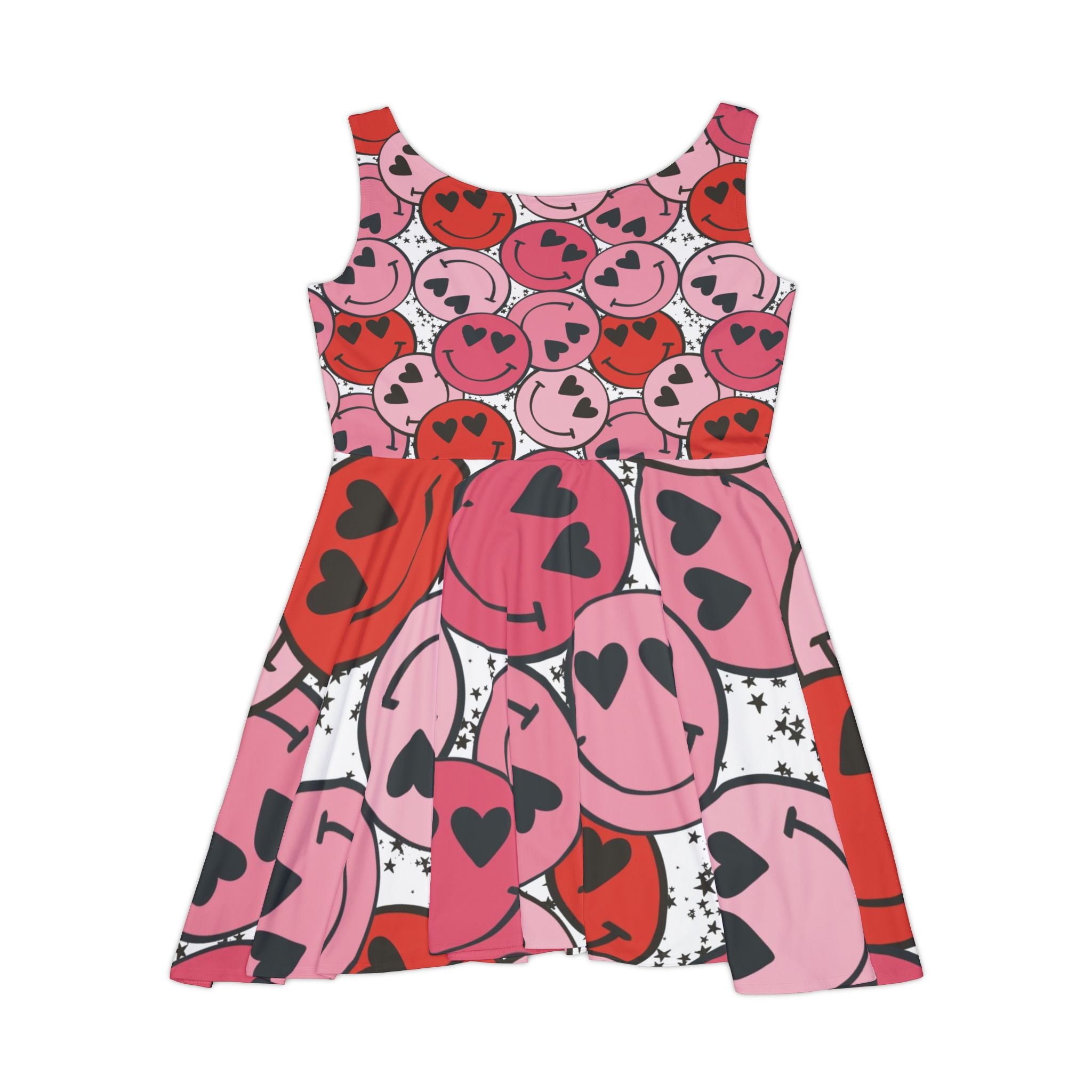 Smiley Face x Heart Eyes II Pink and Red Women's Skater Dress (AOP), Artsulli - Art is Long, Life is Short, All Over Prints, , , , , , , 