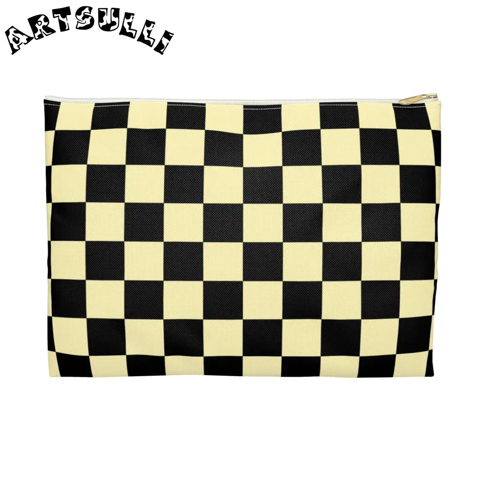 JAKKOUTTHEBXX Checkerboard Black and Yellow Accessory Pouch