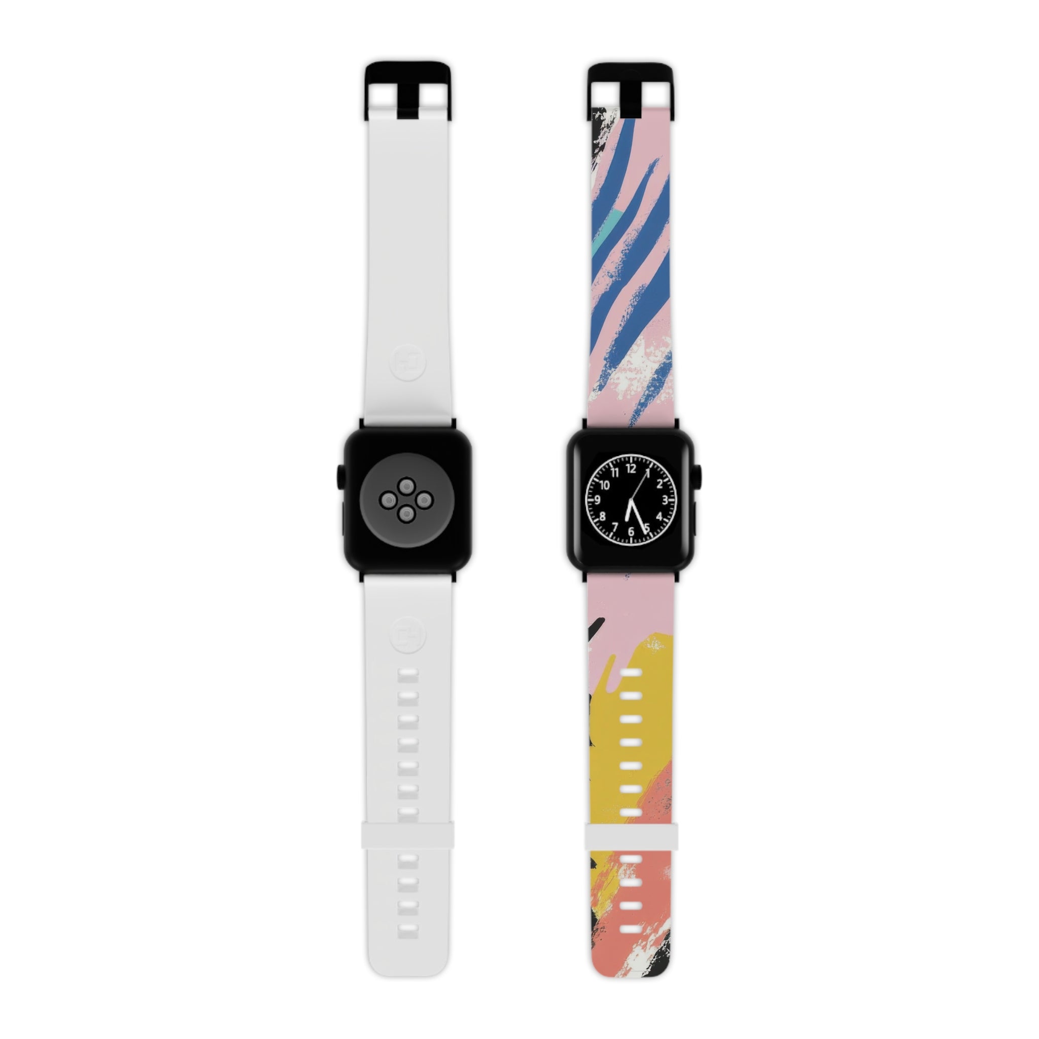 Wild Zebra Stripes x Paint Brush Strokes Multi-Color IV Watch Band for Apple Watch, Artsulli - Art is Long, Life is Short, Accessories, Size, 7.5'' × 0.75'' / 38 - 40 mm, Color, Black, , , 15858597941929