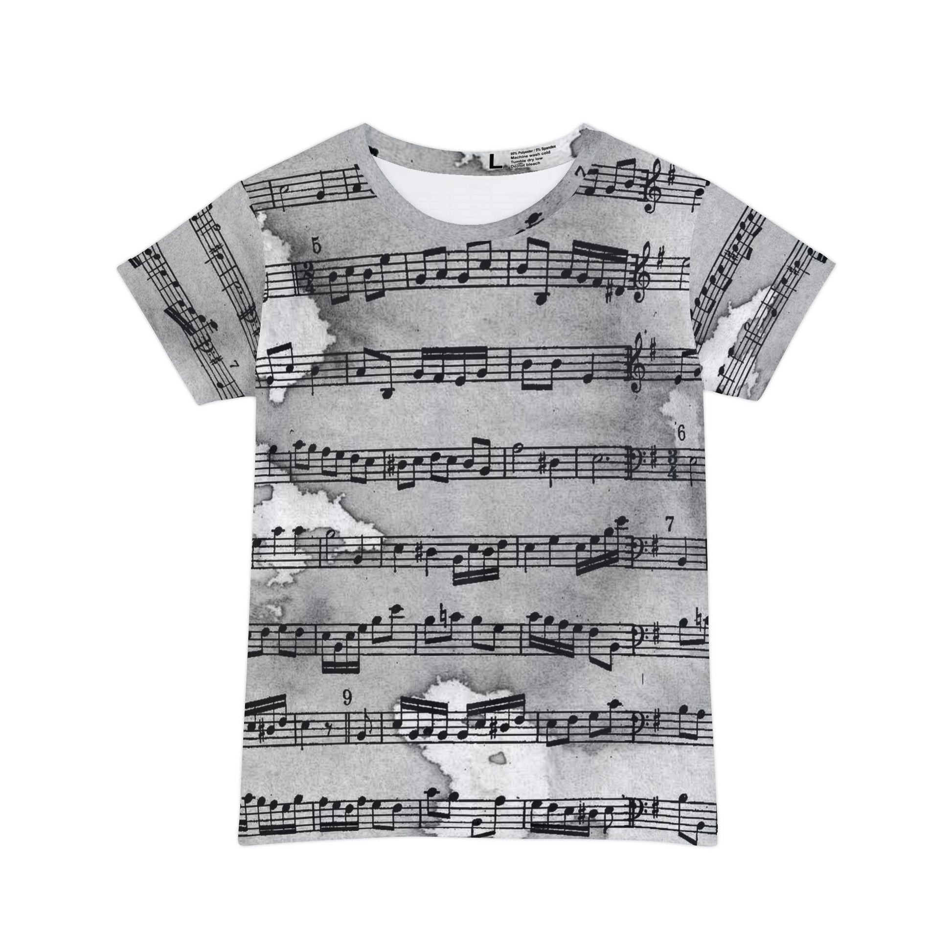 Drip Spill Type Beat Sheet Music Black Women's Short Sleeve Shirt (AOP), Artsulli - Art is Long, Life is Short, All Over Prints, Size, XS, , , , , 38578358640224484643
