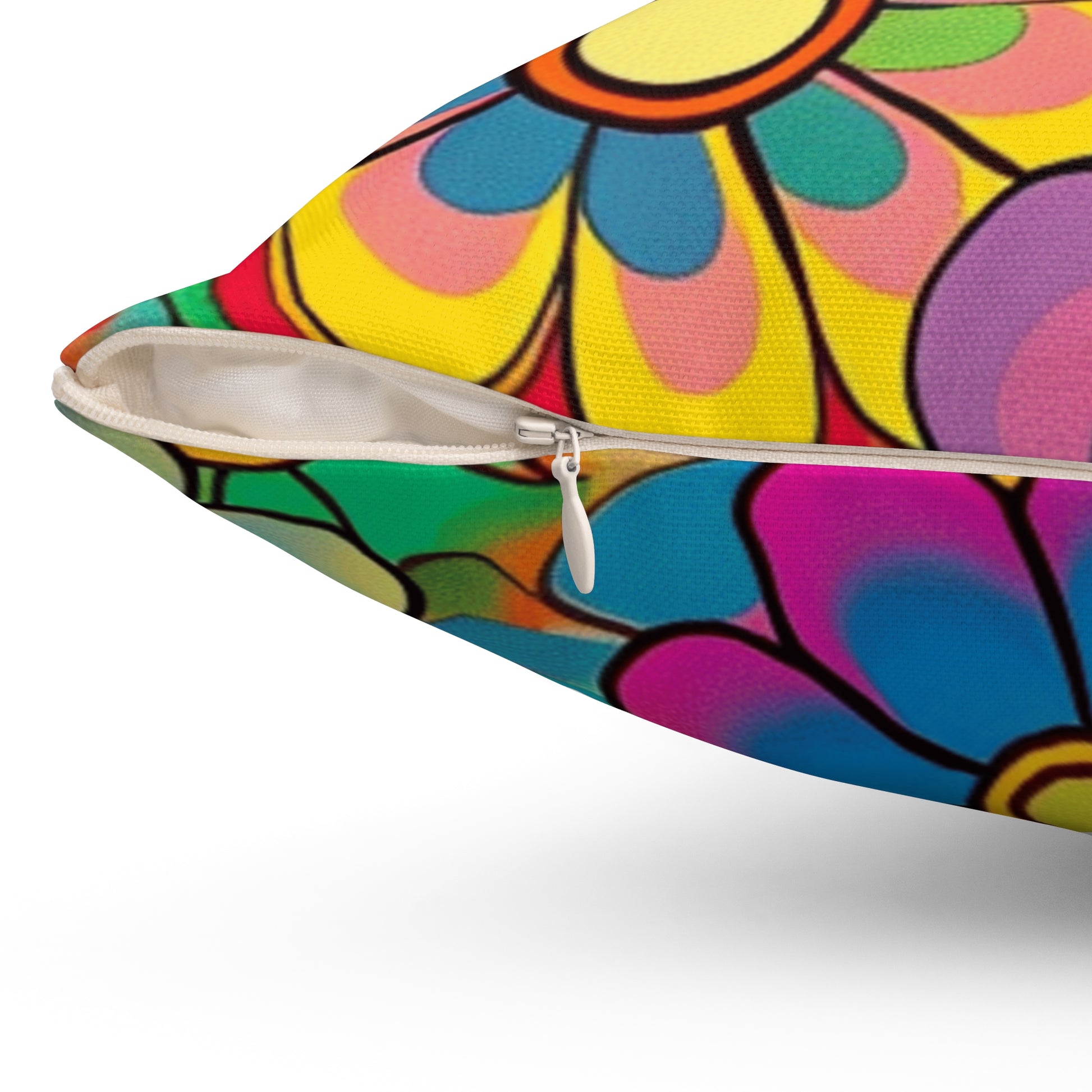Chromatic Daisy Dream Spun Polyester Square Pillow, Artsulli - Art is Long, Life is Short, Home Decor, , , , , , , 