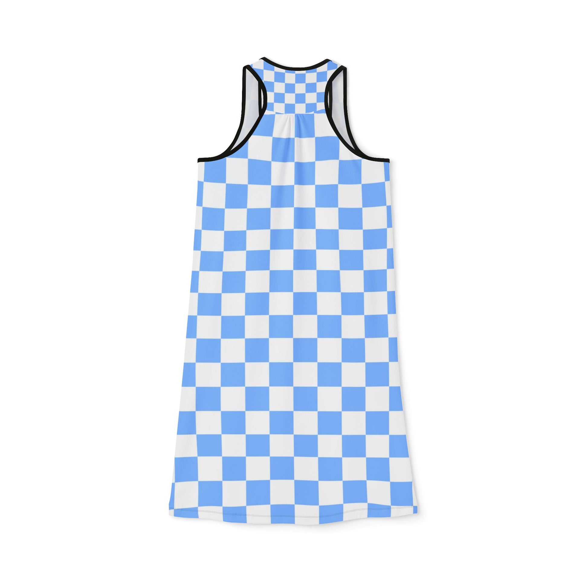 Checkerboard White and Light Blue Women's Racerback Dress (AOP), Artsulli - Art is Long, Life is Short, Tank Top, , , , , , , 