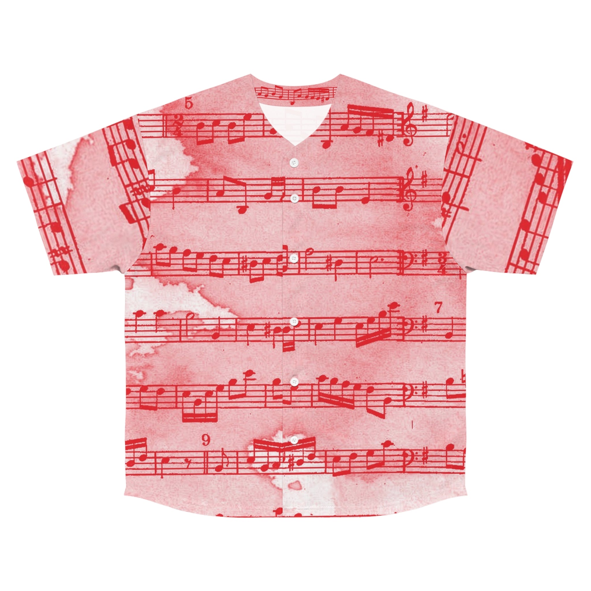 Drip Spill Type Beat Sheet Music Red Men's Baseball Jersey (AOP), Artsulli - Art is Long, Life is Short, All Over Prints, Size, S, Color, Seam thread color automatically matched to design, , , 10102587229740481032