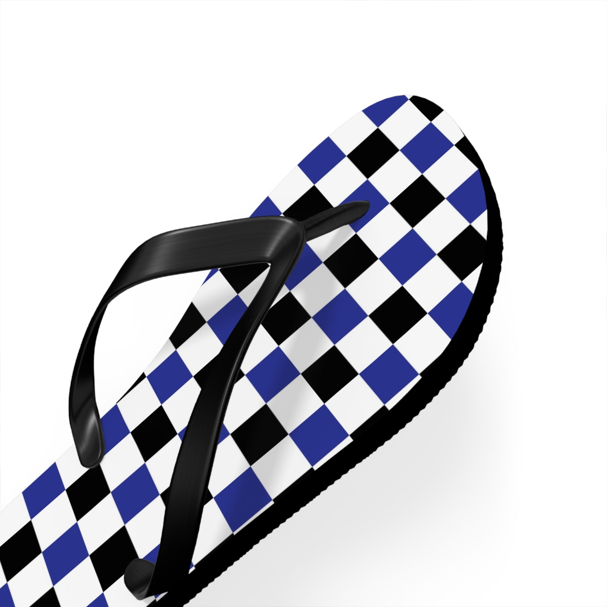 Checkerboard Blue White and Black Flip Flops, Artsulli - Art is Long, Life is Short, Shoes, , , , , , , 