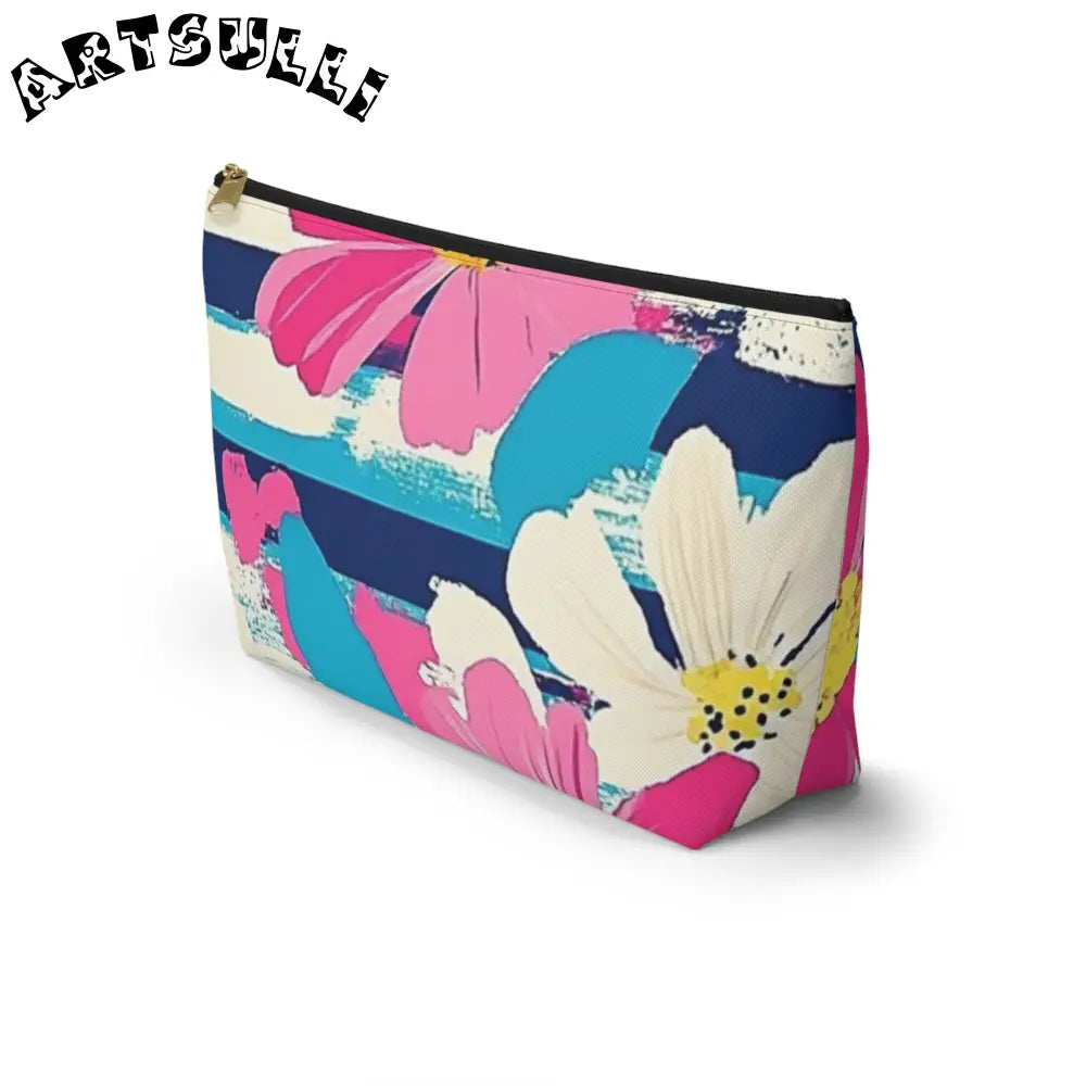 JAKKOUTTHEBXX Dayglo Floral Stripes Multi-Color Accessory Pouch w