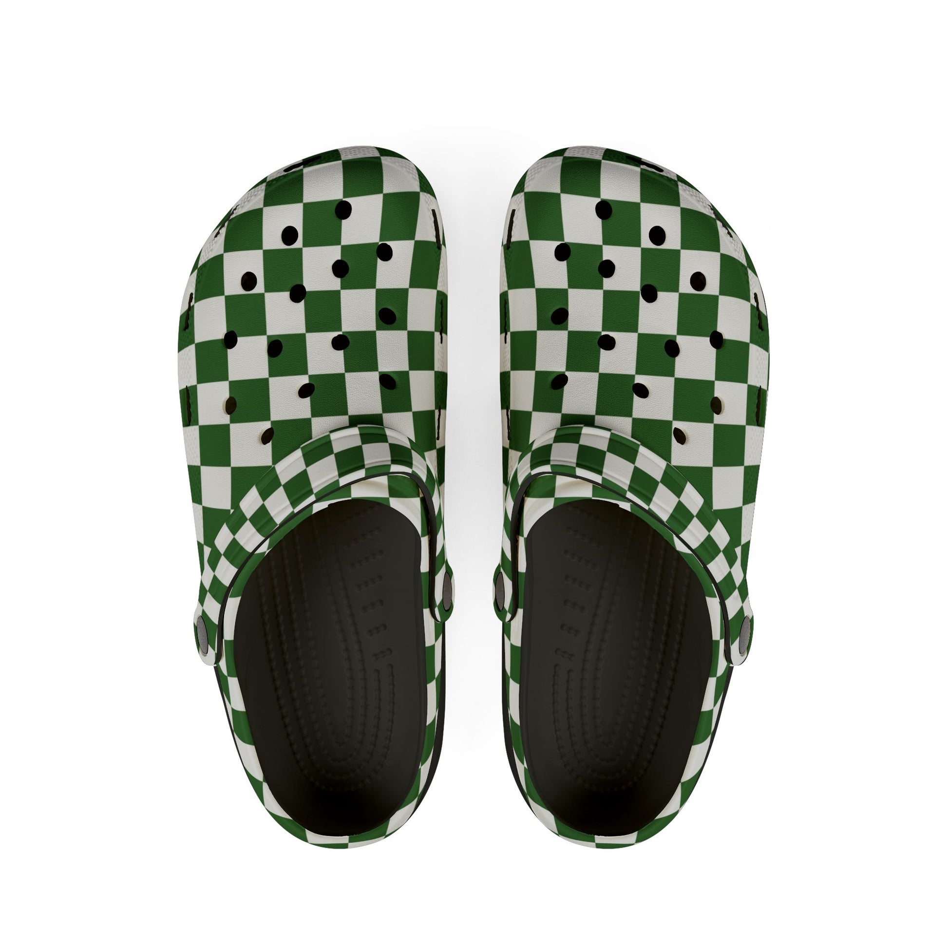 Checkerboard White and Dark Green EVA Foam Rubber Shoes (AOP), Artsulli - Art is Long, Life is Short, Shoes, Size, US 6 (Women's), Color, Black, , , 28967837978657209045