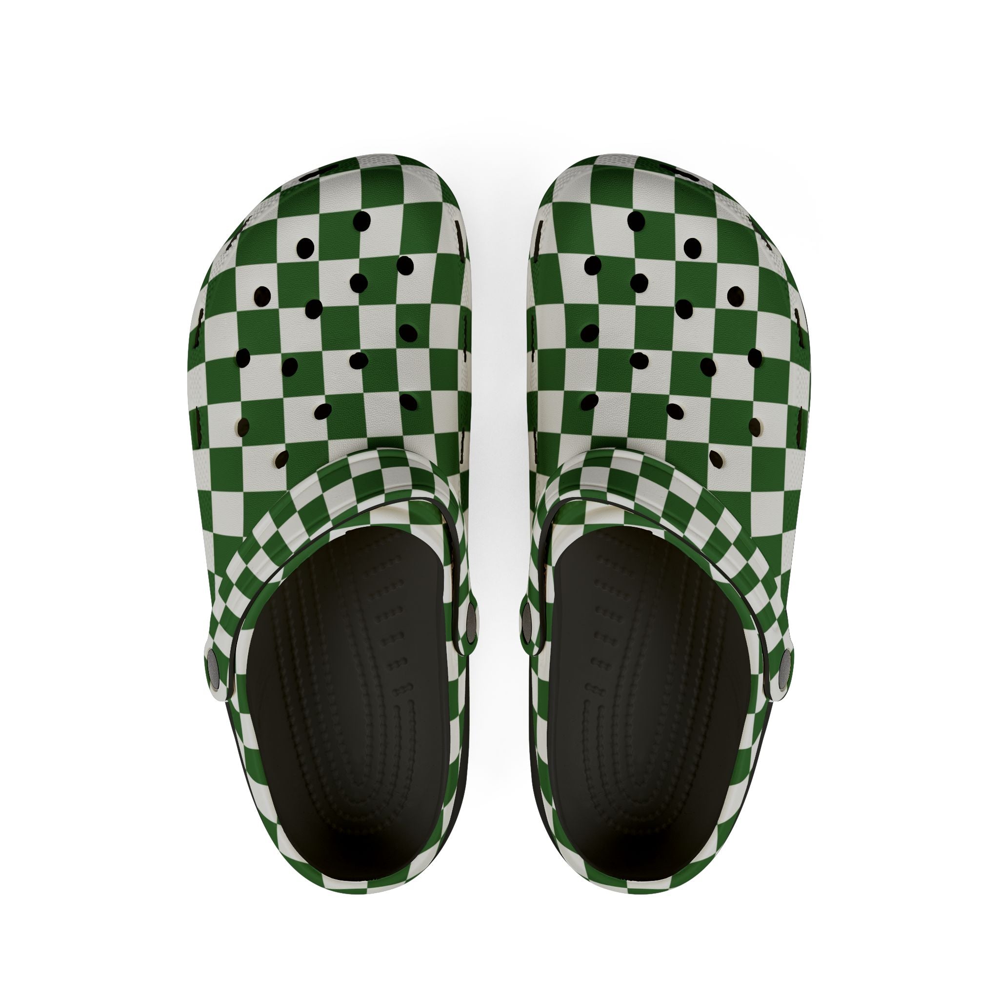 Checkerboard White and Dark Green EVA Foam Rubber Shoes (AOP), Artsulli - Art is Long, Life is Short, Shoes, Size, US 6 (Women's), Color, Black, , , 28967837978657209045