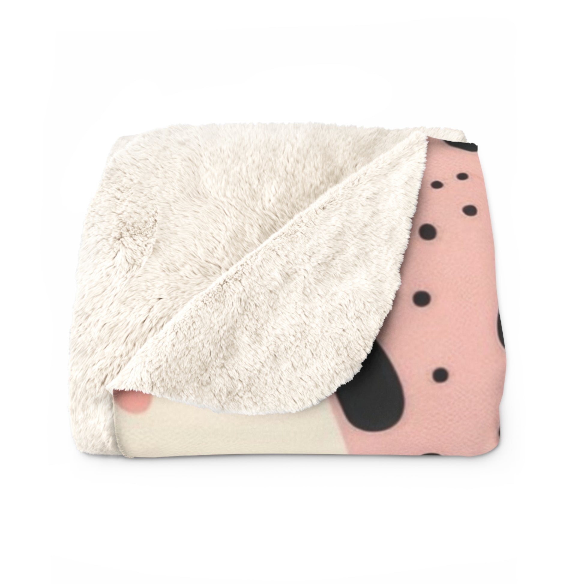 Organic Cow Print Cream and Pink Sherpa Fleece Blanket, Artsulli - Art is Long, Life is Short, Home Decor, , , , , , , 