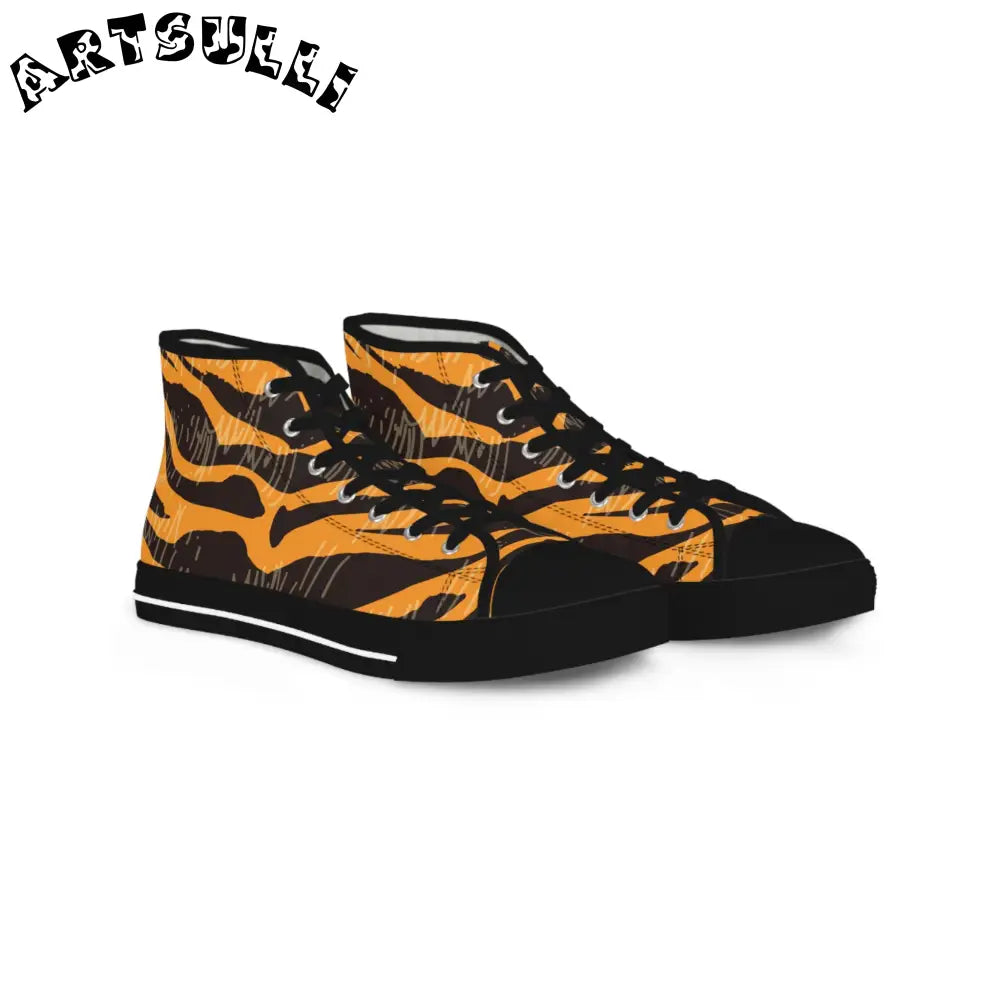 JAKKOUTTHEBXX Tiger Scratches Orange and Black Men’s High Top