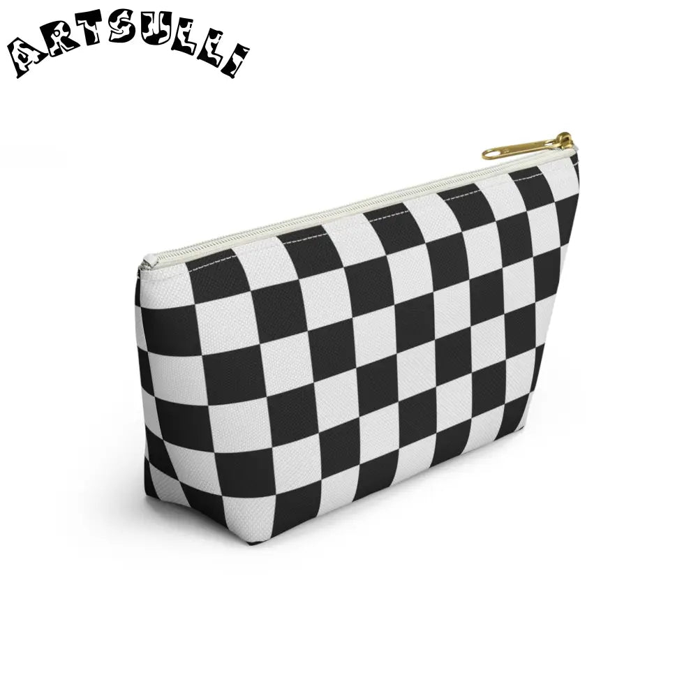 JAKKOUTTHEBXX Checkerboard White and Black Accessory Pouch w