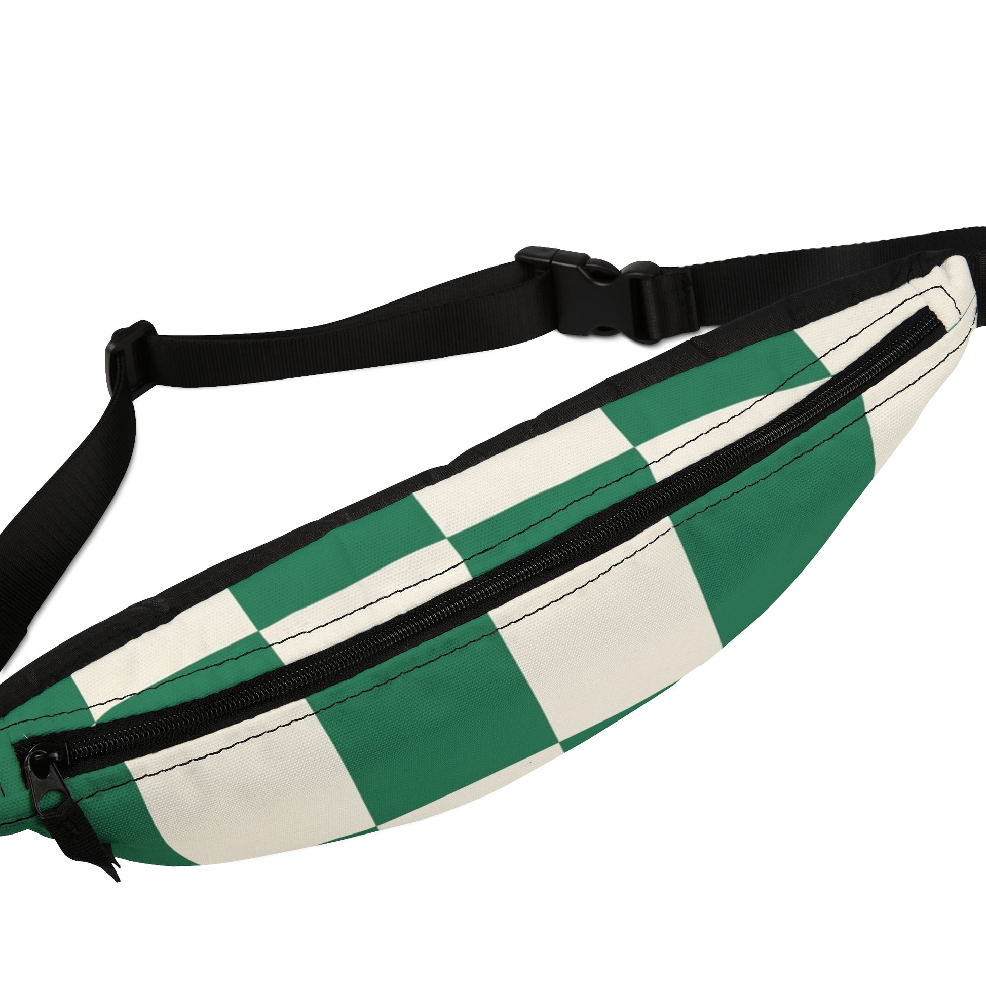 Checkerboard Dark Green Fanny Pack, Artsulli - Art is Long, Life is Short, Bags, , , , , , , 