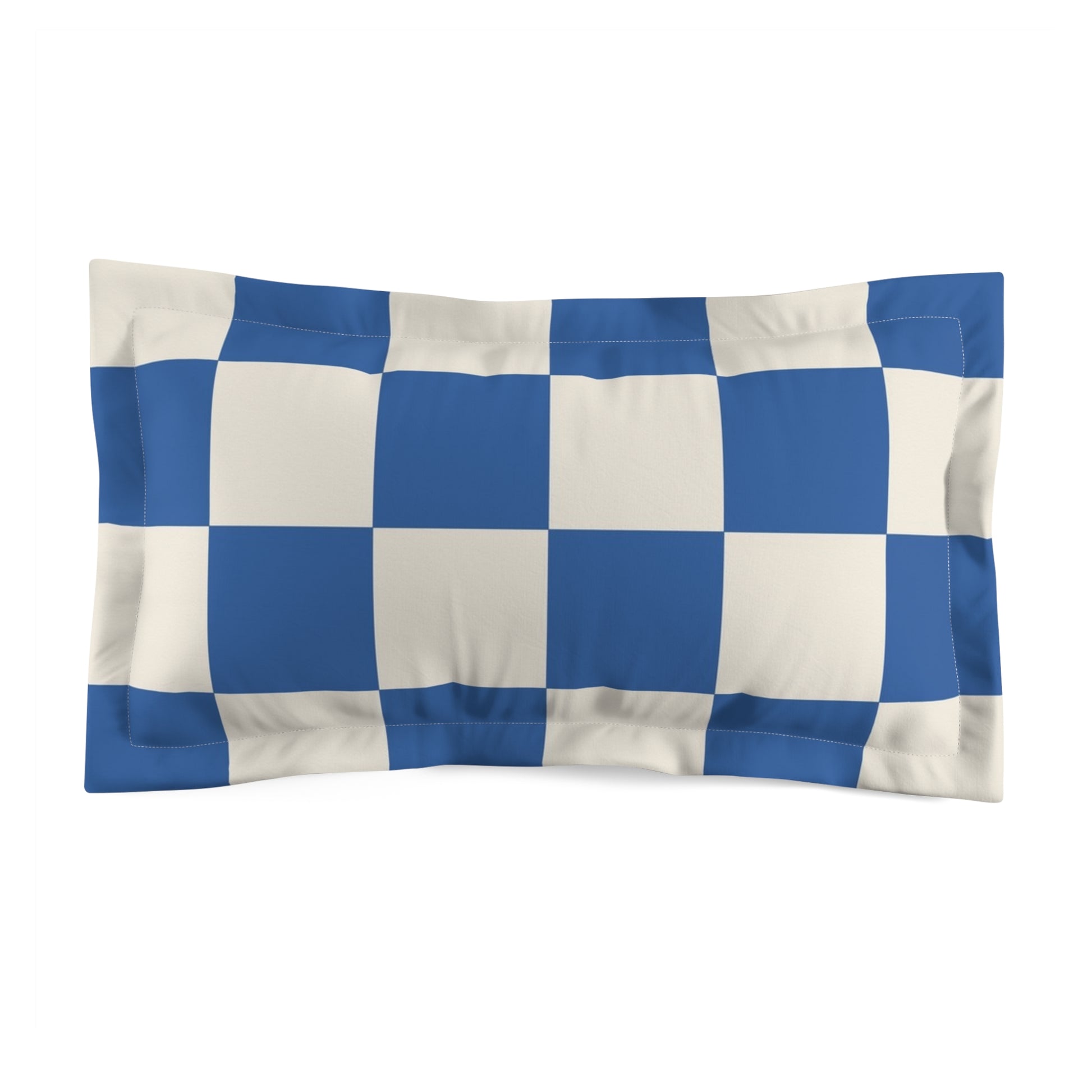 Checkerboard Blue Microfiber Pillow Sham, Artsulli - Art is Long, Life is Short, Home Decor, Size, King, , , , , 27649325977278328370