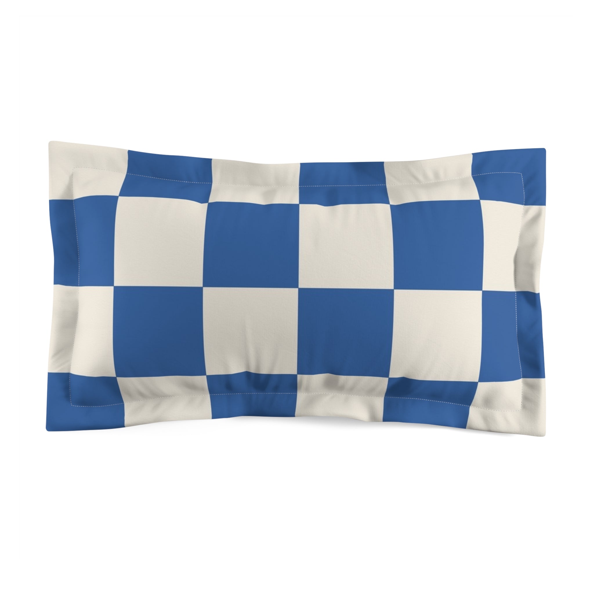 Checkerboard Blue Microfiber Pillow Sham, Artsulli - Art is Long, Life is Short, Home Decor, Size, King, , , , , 27649325977278328370