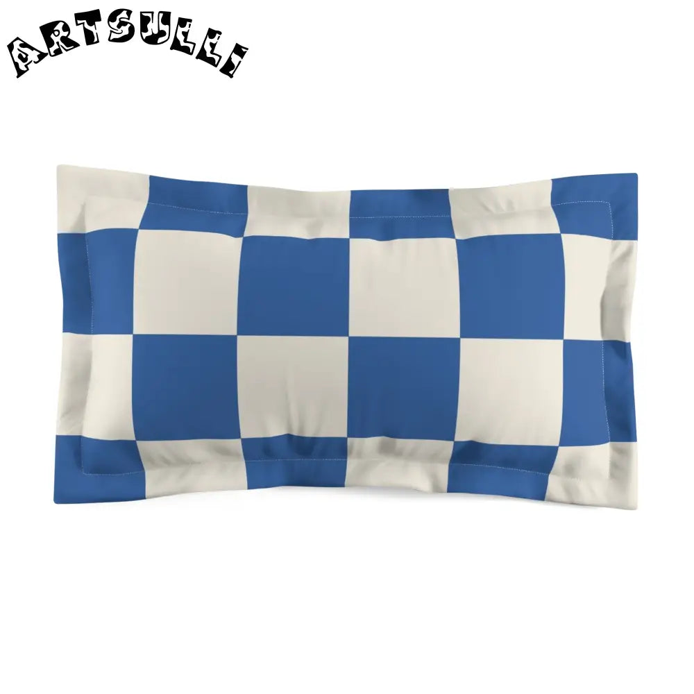 JAKKOUTTHEBXX Checkerboard Blue Microfiber Pillow Sham JAKKOUTTHEBXX