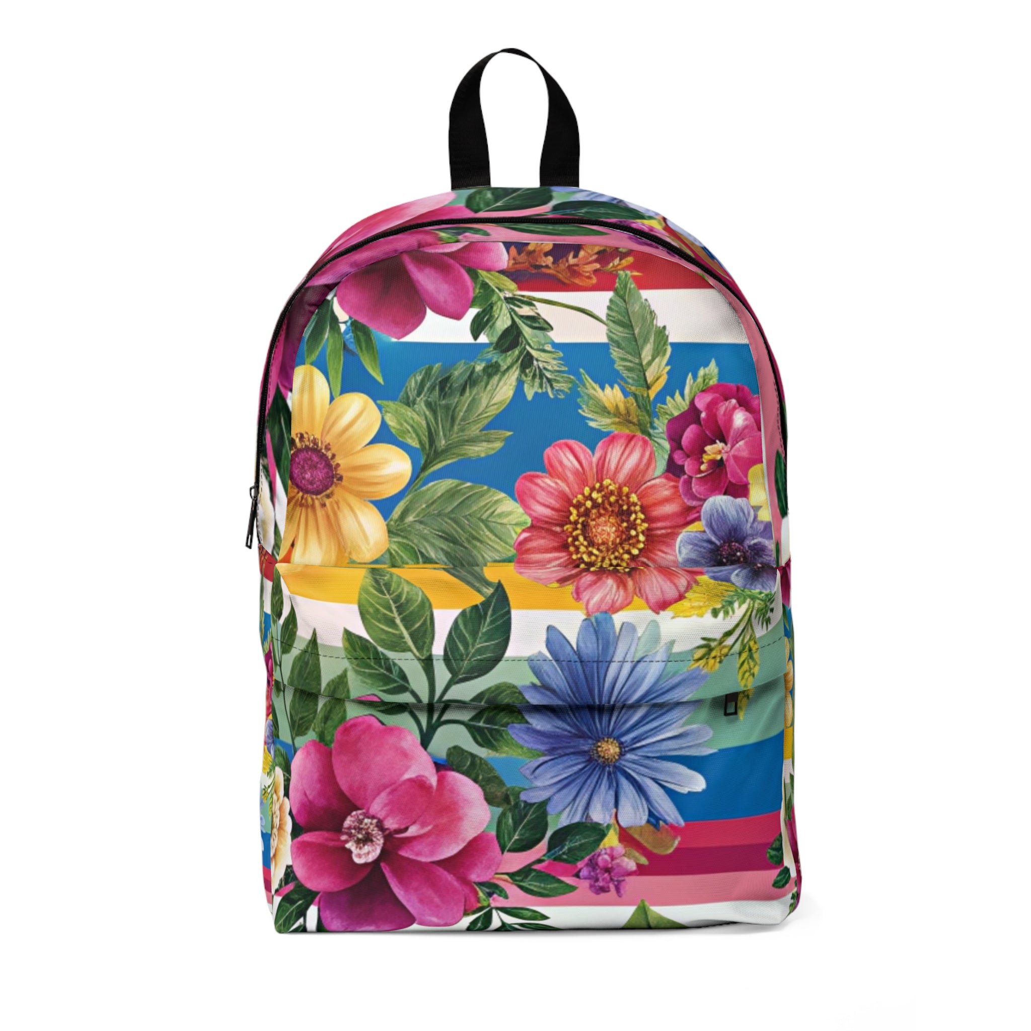 Floral Stripe 4K Unisex Classic Backpack, Artsulli - Art is Long, Life is Short, Bags, Size, One size, , , , , 18937551212400442109