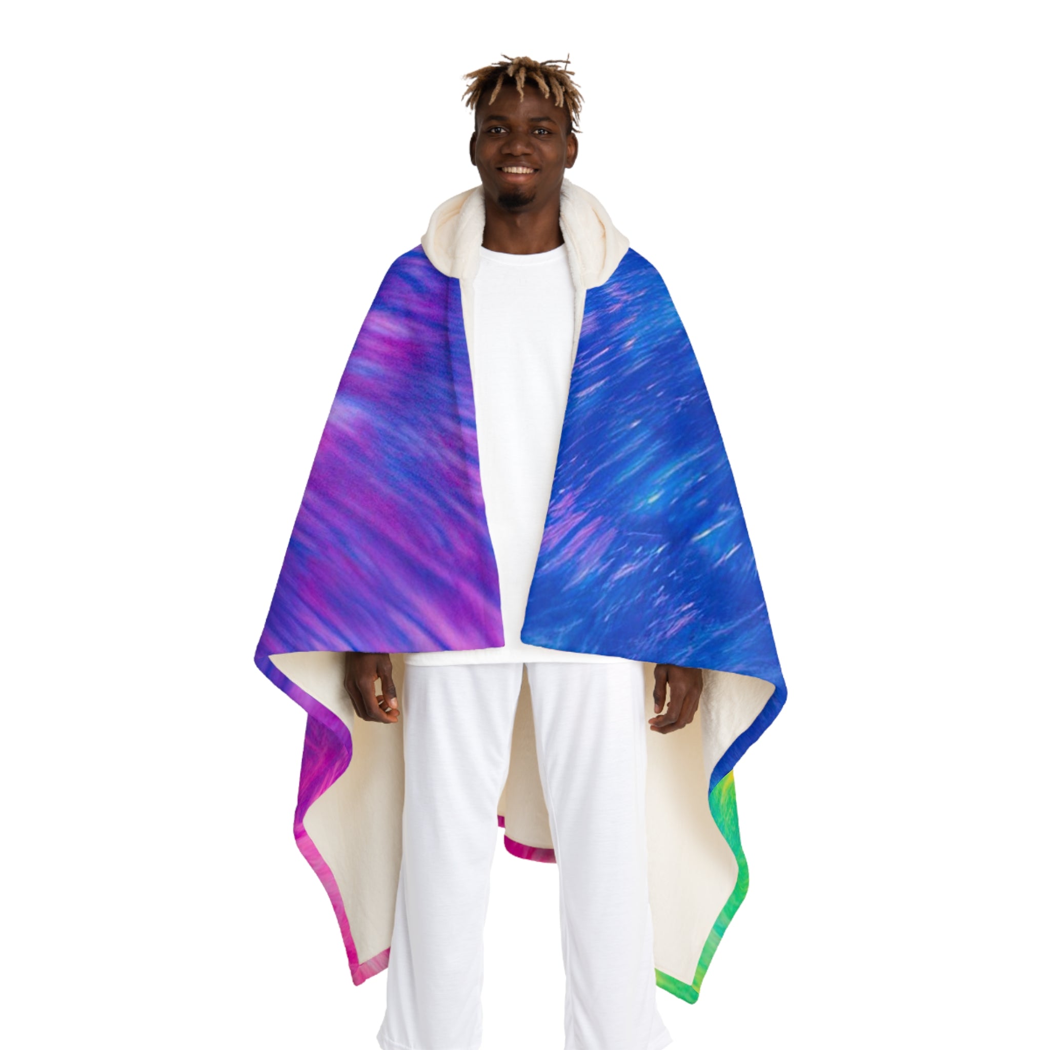 Psychedelic Tie Dye Hooded Sherpa Fleece Blanket, Artsulli - Art is Long, Life is Short, All Over Prints, Size, One size, Color, Cream, , , 20280738031747190403
