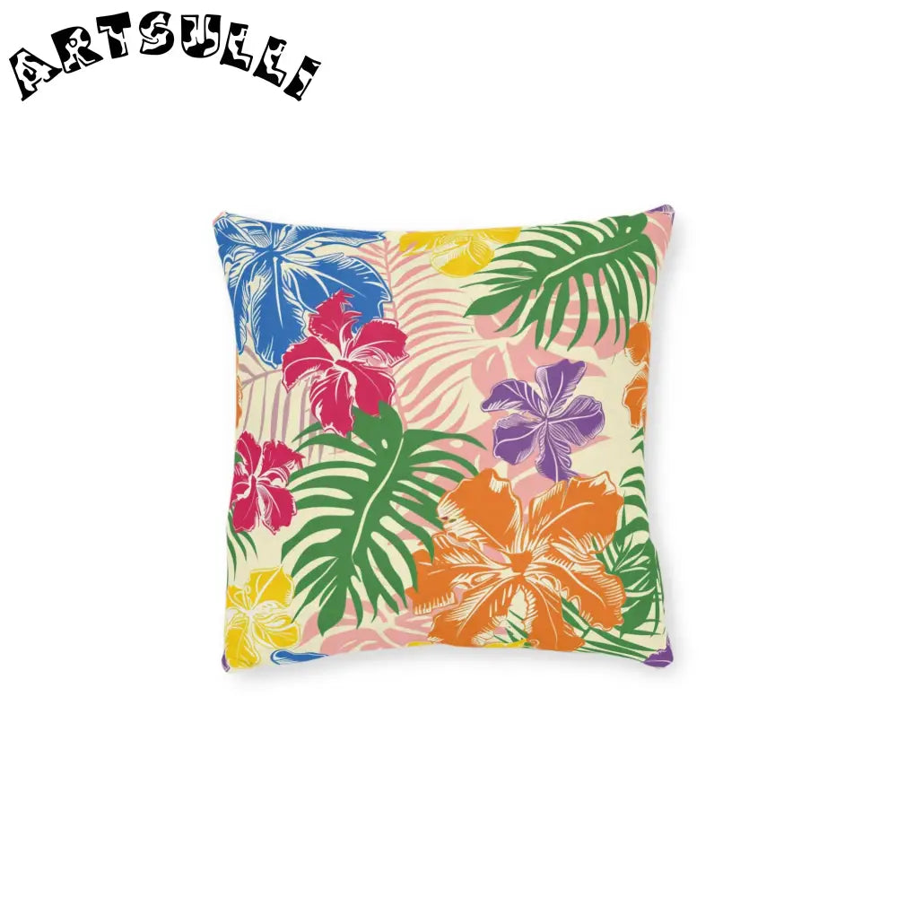Blooming Tropical Flowers Square Pillow, Artsulli - Art is Long, Life is Short, Home Decor, Size, 12" × 12", , , , , 73365263321001604530
