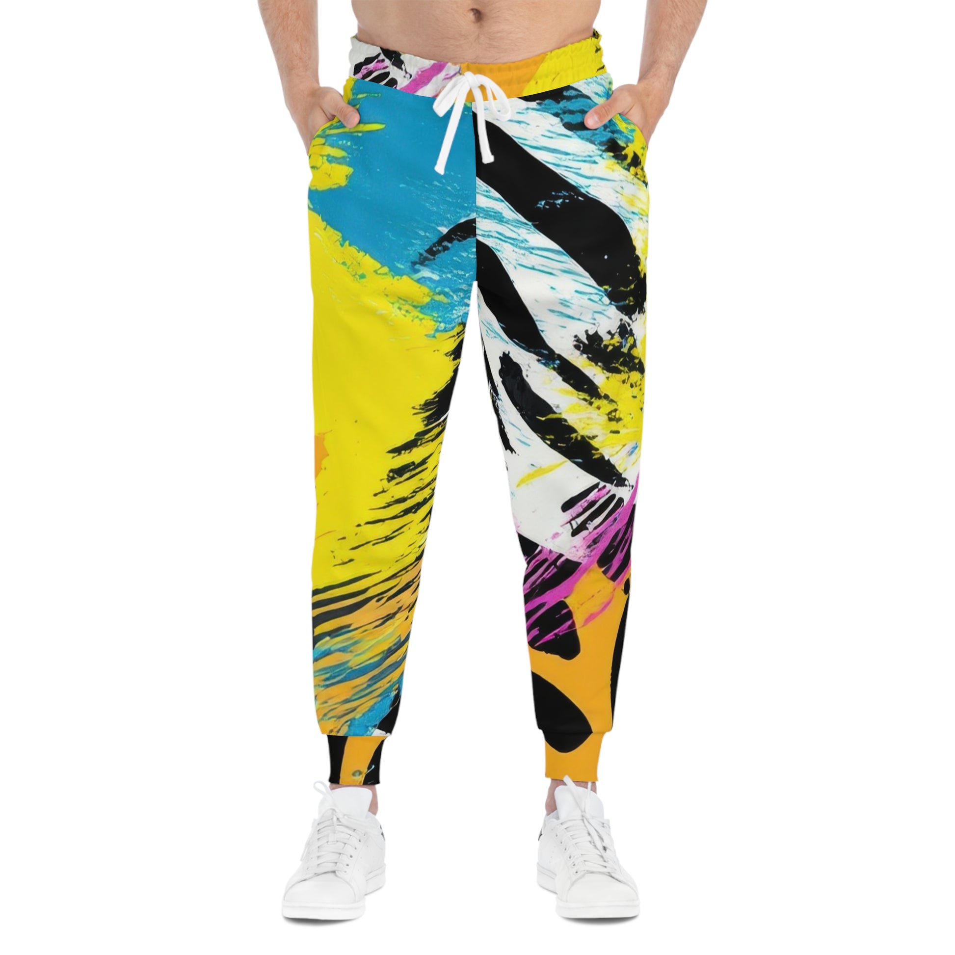 Zebra Stripes x Leopard Print x Paint Splatter Multi-Color Athletic Joggers (AOP), Artsulli - Art is Long, Life is Short, All Over Prints, , , , , , , 