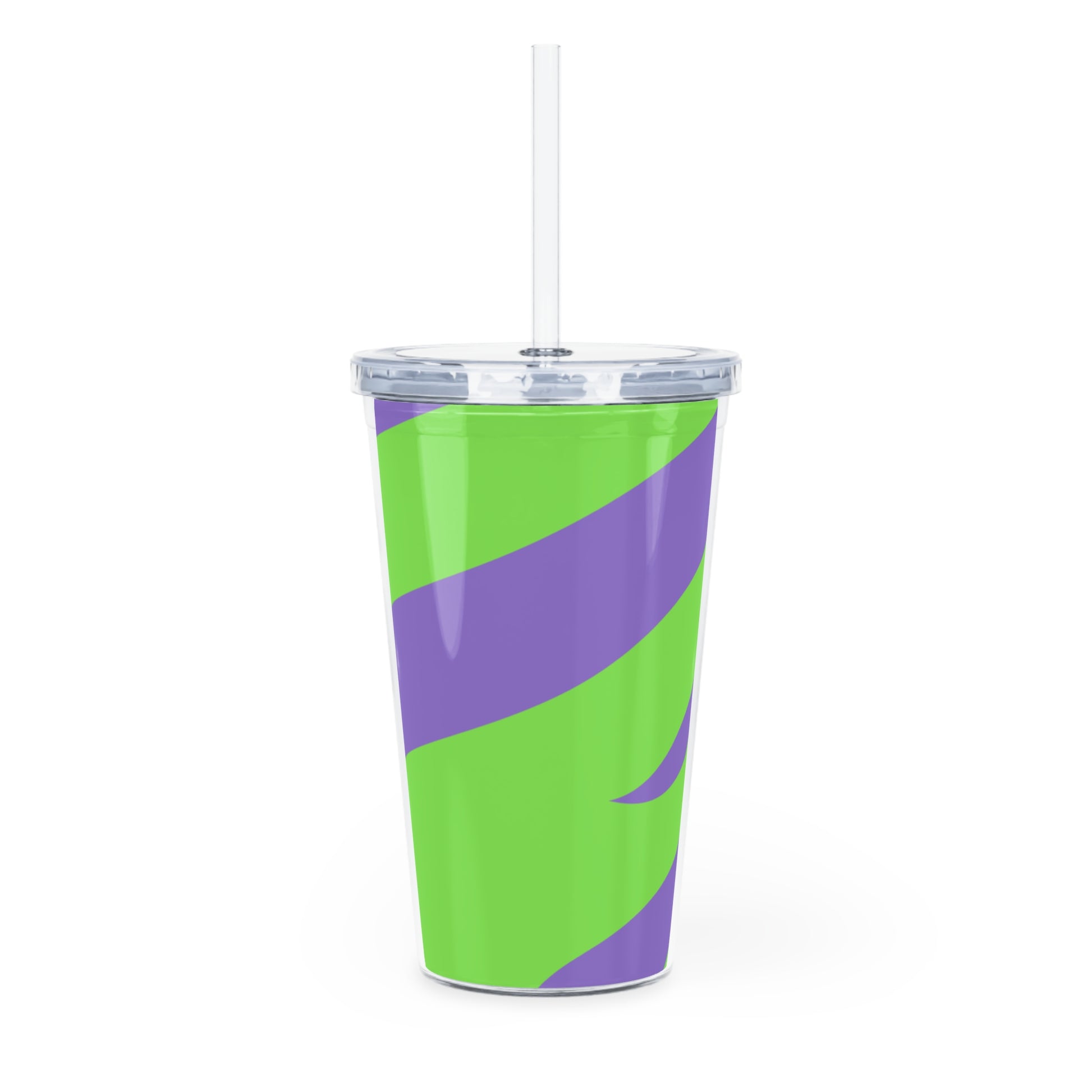 Tyrannosaurus Print Green and Purple Plastic Tumbler with Straw, Artsulli - Art is Long, Life is Short, Mug, , , , , , , 