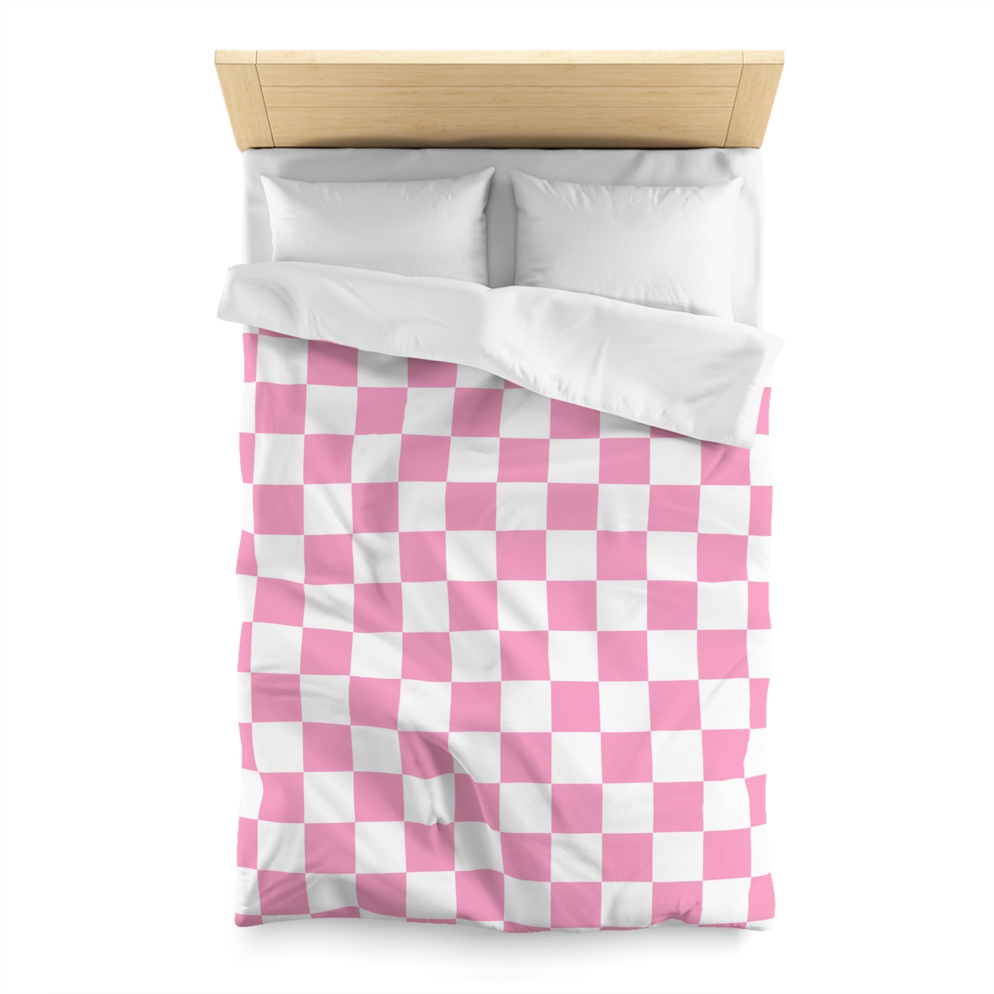 Checkerboard Hot Pink and White Microfiber Duvet Cover, Artsulli - Art is Long, Life is Short, Home Decor, , , , , , , 