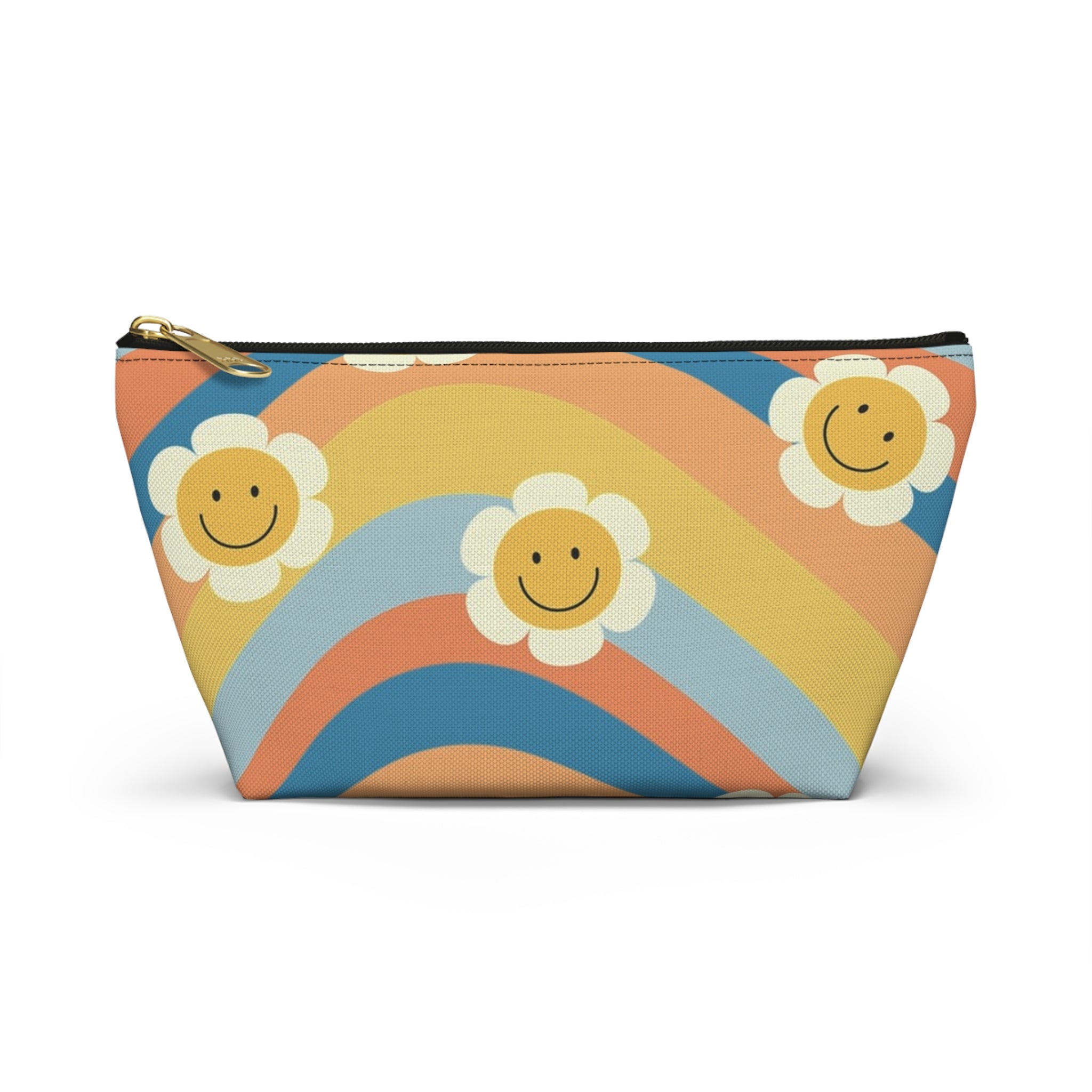 70s Smiley Wave Accessory Pouch w T-bottom, Artsulli - Art is Long, Life is Short, Bags, Size, Small, Color, Black zipper, , , 15786140155487
