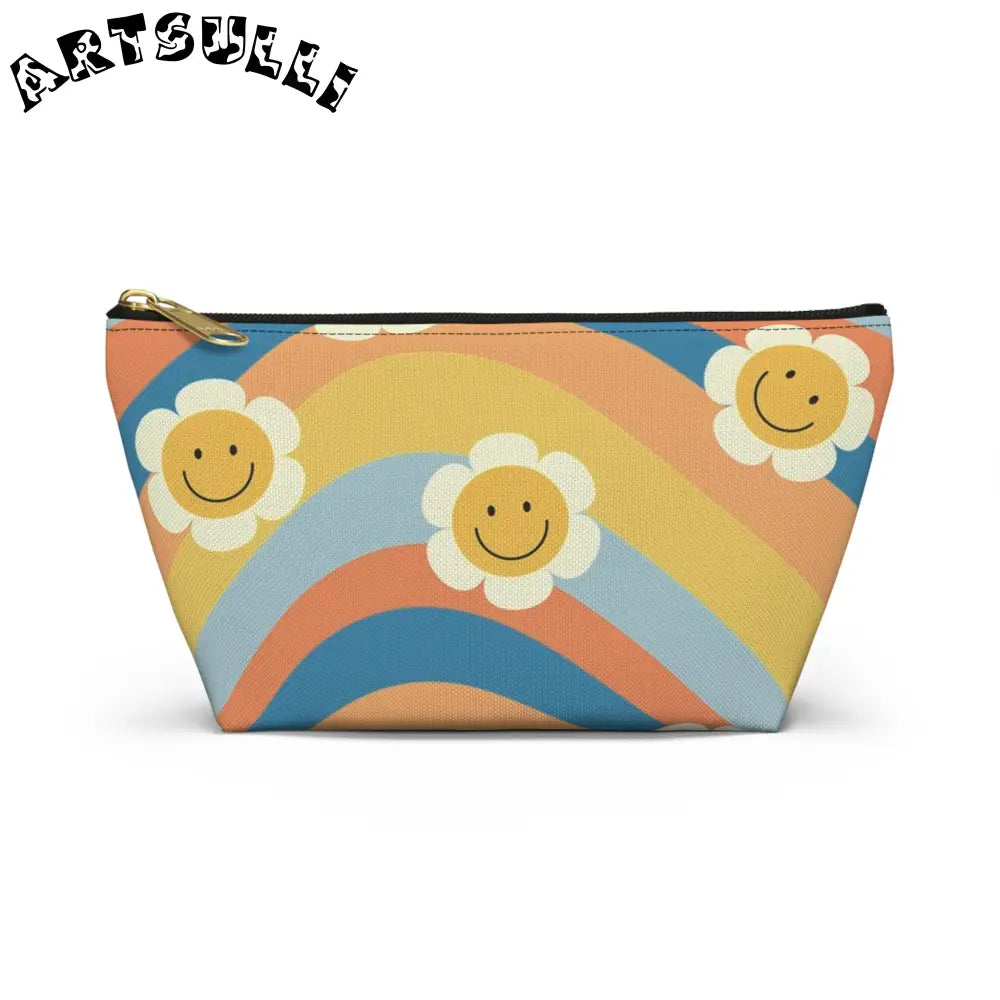 70s Smiley Wave Accessory Pouch w T-bottom, Artsulli - Art is Long, Life is Short, Bags, Size, Small, Color, Black zipper, , , 15786140155487