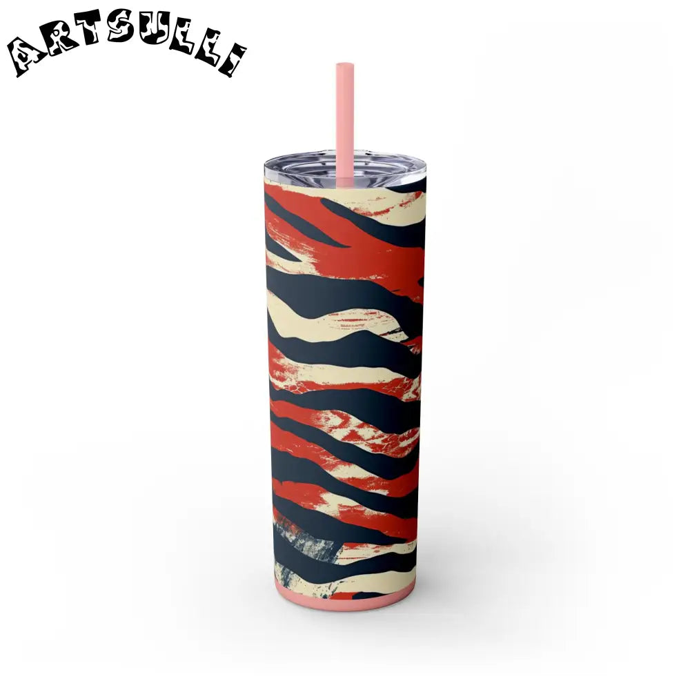 JAKKOUTTHEBXX Capricious Tiger Wave Skinny Tumbler with Straw 20oz