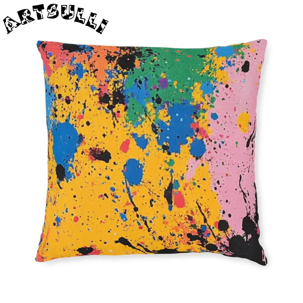 JAKKOUTTHEBXX The Colors Of Paint Splatter Square Pillow