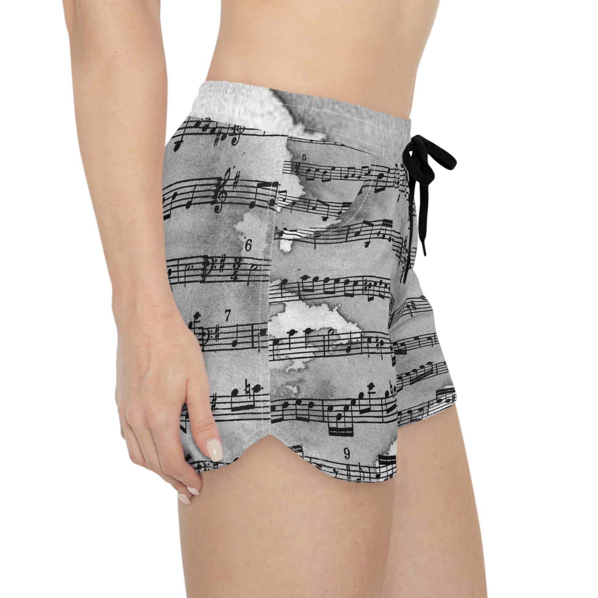 Drip Spill Type Beat Sheet Music Black Women's Casual Shorts (AOP), Artsulli - Art is Long, Life is Short, All Over Prints, , , , , , , 