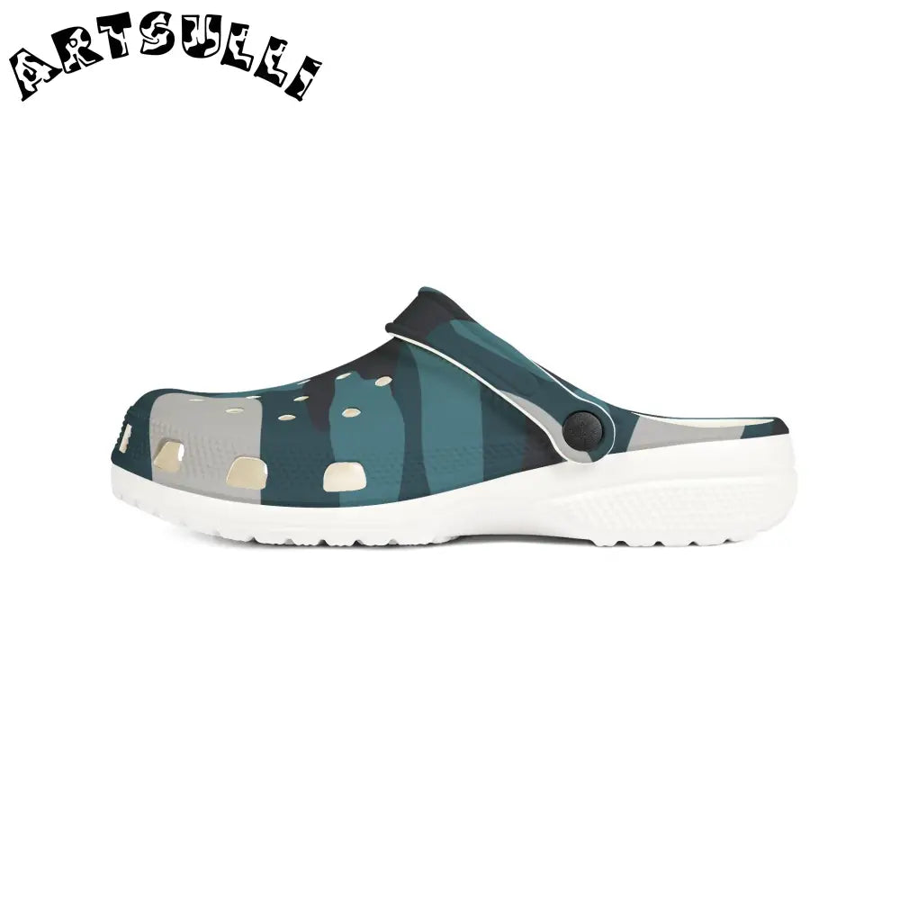 JAKKOUTTHEBXX Blue Camouflage EVA Foam Rubber Shoes (AOP)