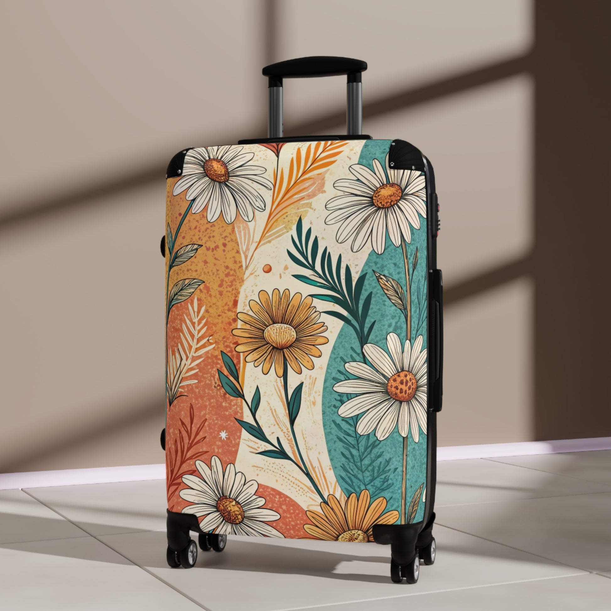 Retro Daisy Dream Suitcase, Artsulli - Art is Long, Life is Short, Bags, , , , , , , 