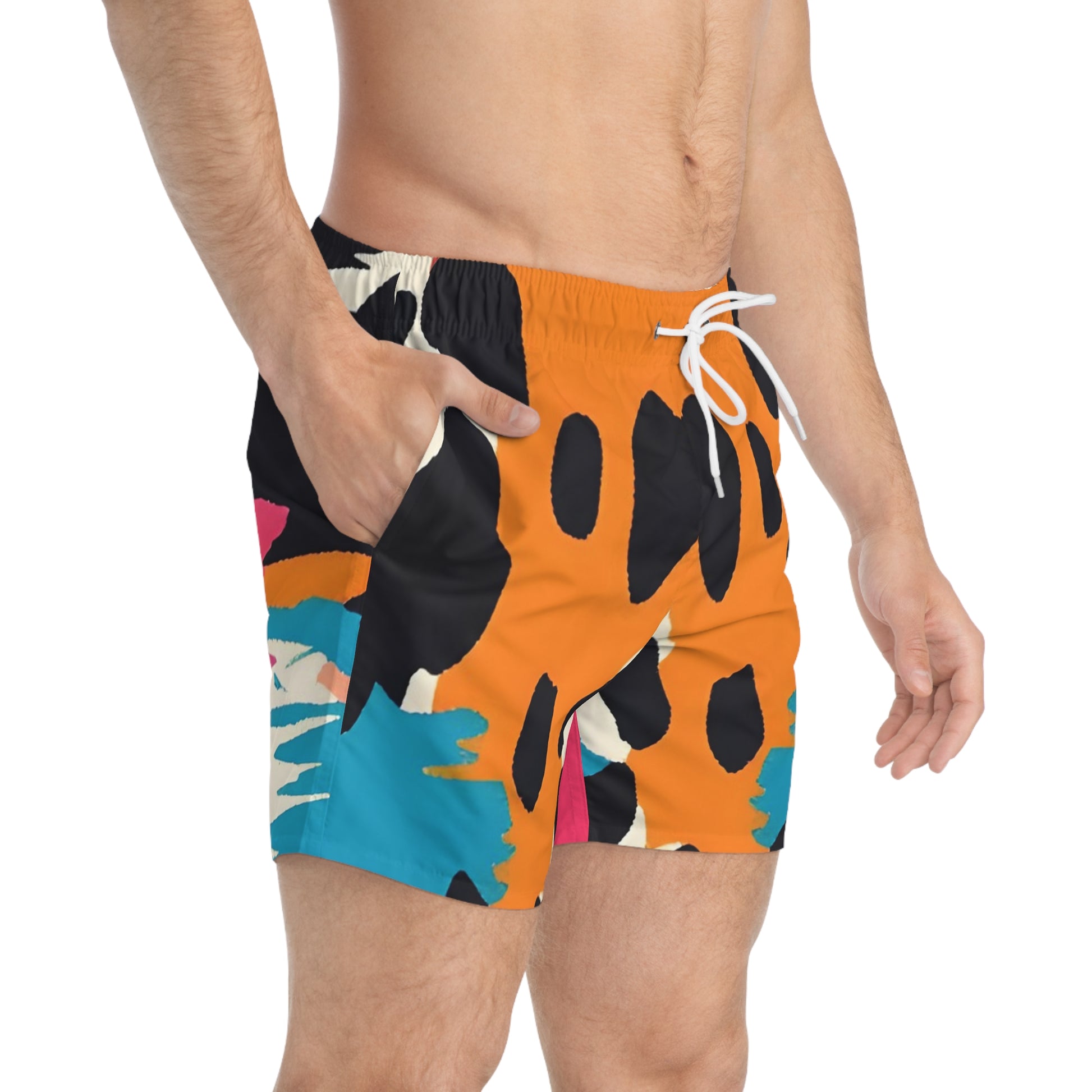 Wild Brush Strokes x Animal Print Multi-Color Swim Trunks (AOP), Artsulli - Art is Long, Life is Short, All Over Prints, , , , , , , 