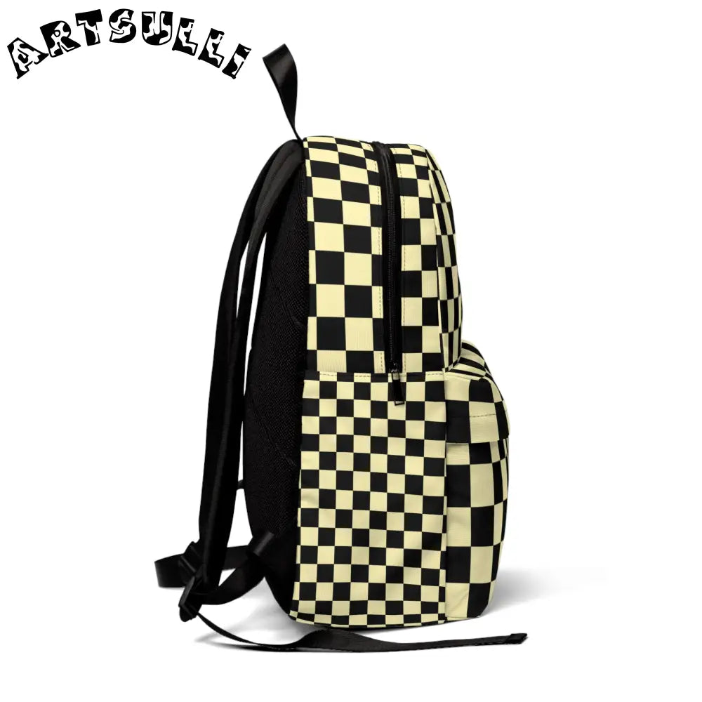 JAKKOUTTHEBXX Checkerboard Black and Yellow Unisex Classic Backpack