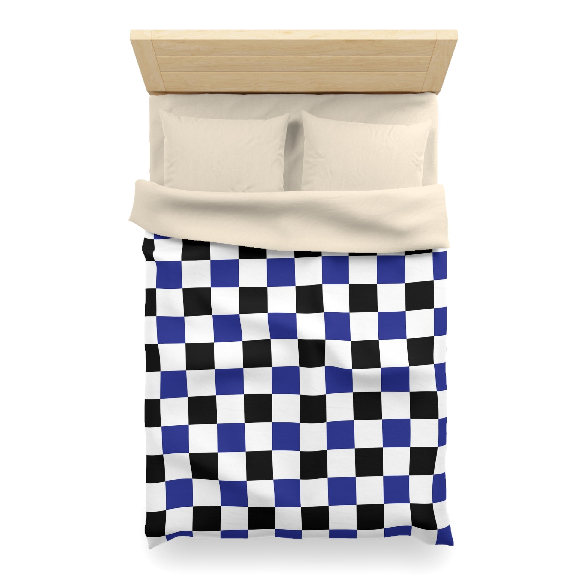 Checkerboard Blue White and Black Microfiber Duvet Cover, Artsulli - Art is Long, Life is Short, Home Decor, , , , , , , 