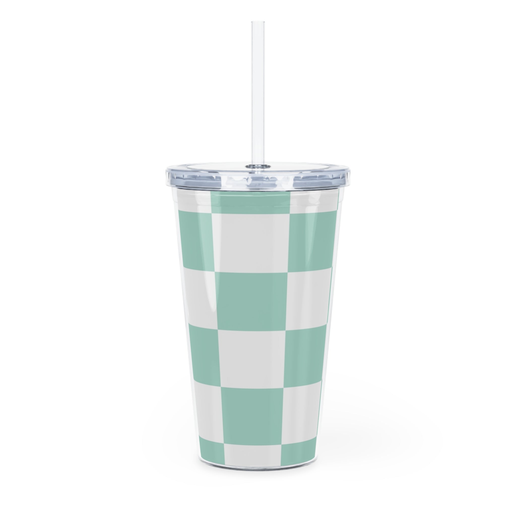 Chessboard Plastic Tumbler with Straw, Artsulli - Art is Long, Life is Short, Mug, , , , , , , 
