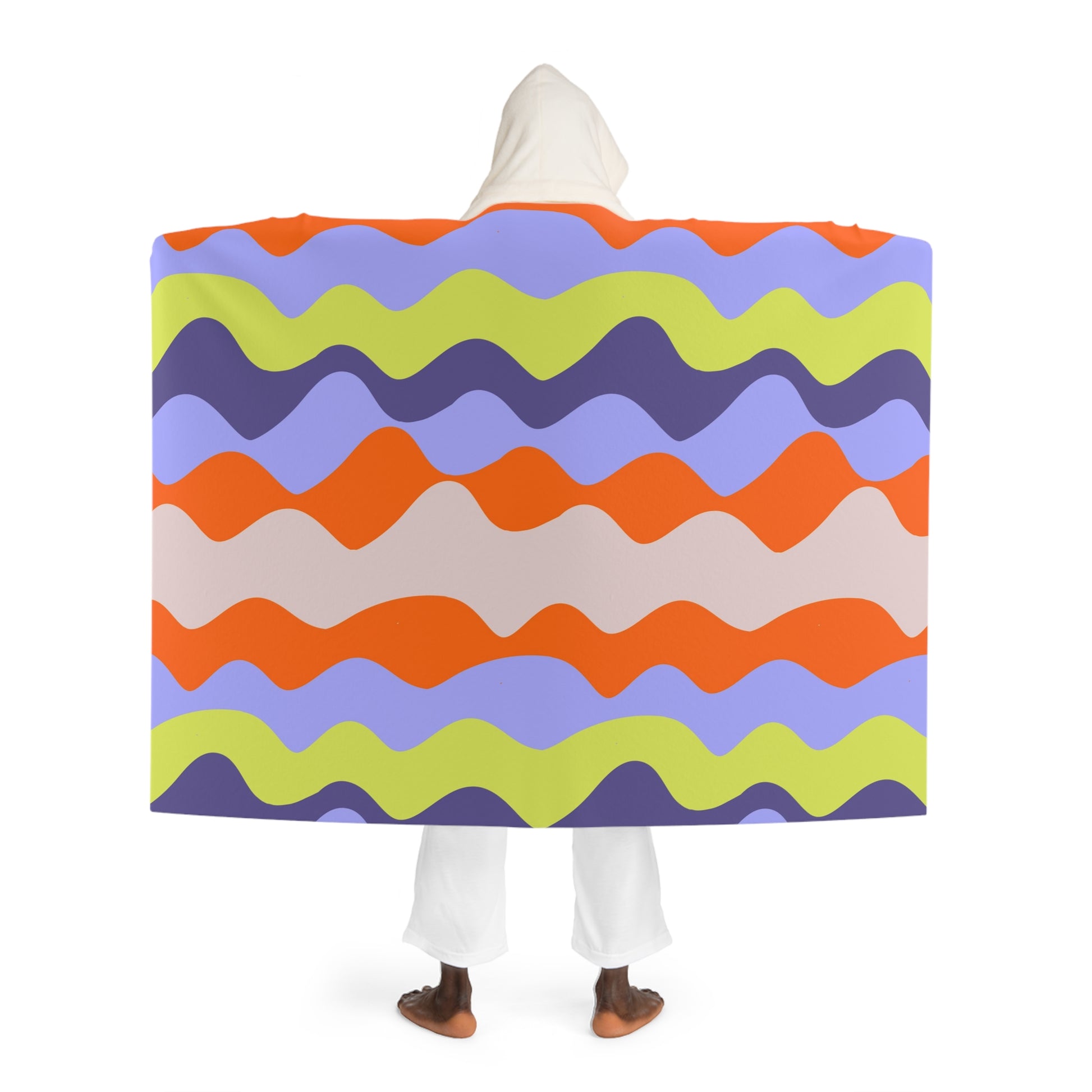 Waves II Red and Blue Hooded Sherpa Fleece Blanket, Artsulli - Art is Long, Life is Short, All Over Prints, , , , , , , 