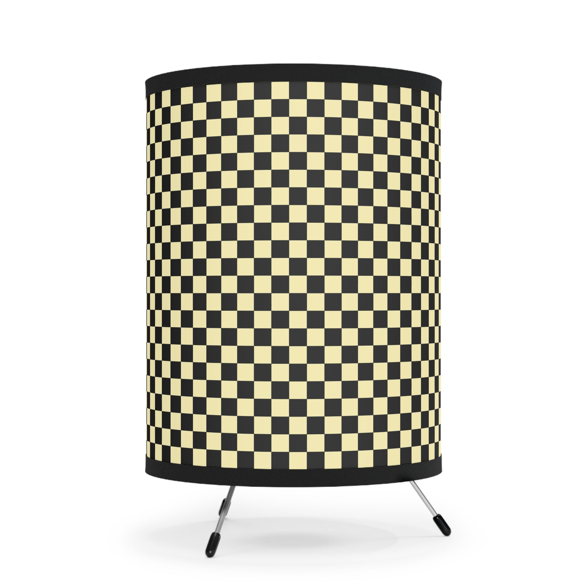 Checkerboard Black and Yellow Tripod Lamp with High-Res Printed Shade, US\CA plug, Artsulli - Art is Long, Life is Short, Home Decor, , , , , , , 