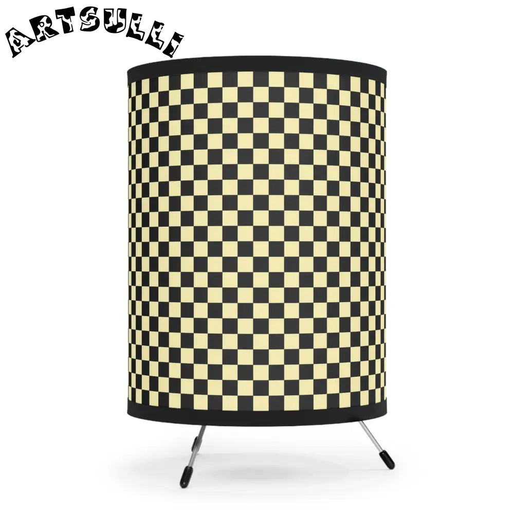 JAKKOUTTHEBXX Checkerboard Black and Yellow Tripod Lamp