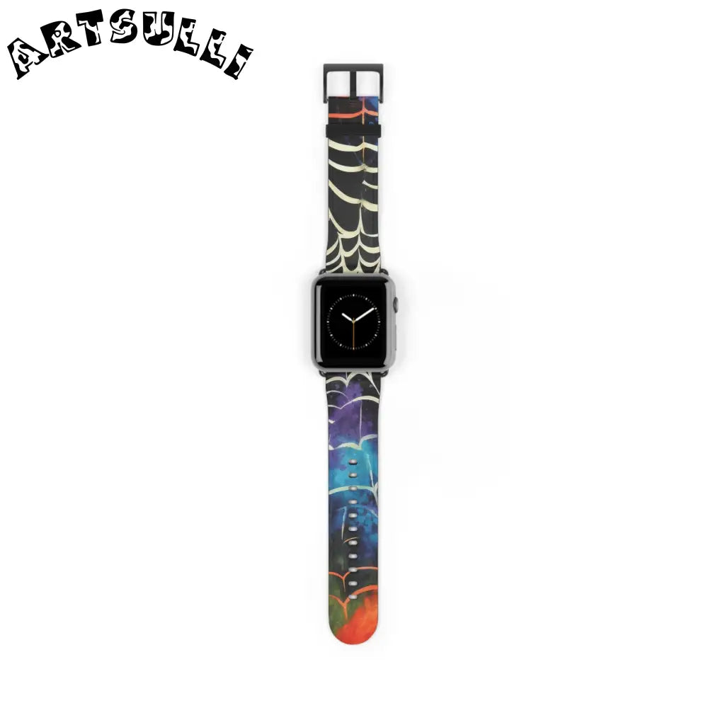 JAKKOUTTHEBXX Colorful Spider Web Faux Leather Watch Band 2025