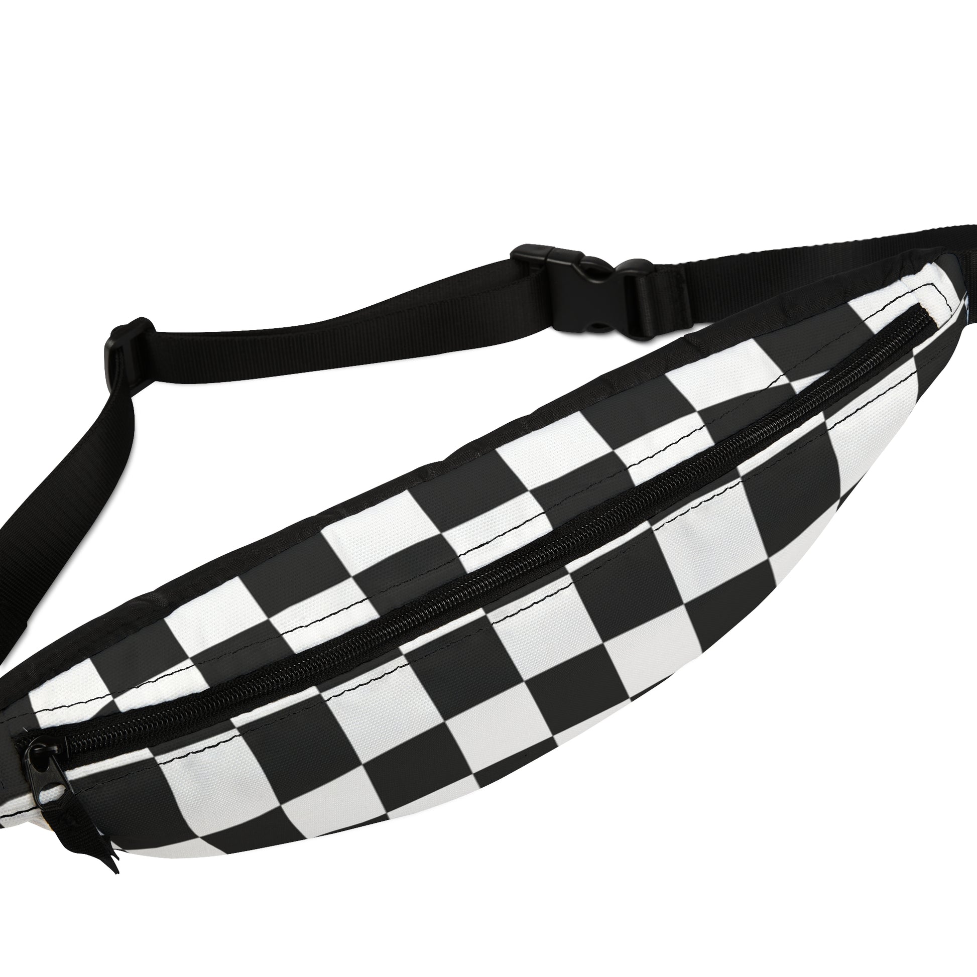 Checkerboard White and Black Fanny Pack, Artsulli - Art is Long, Life is Short, Bags, , , , , , , 
