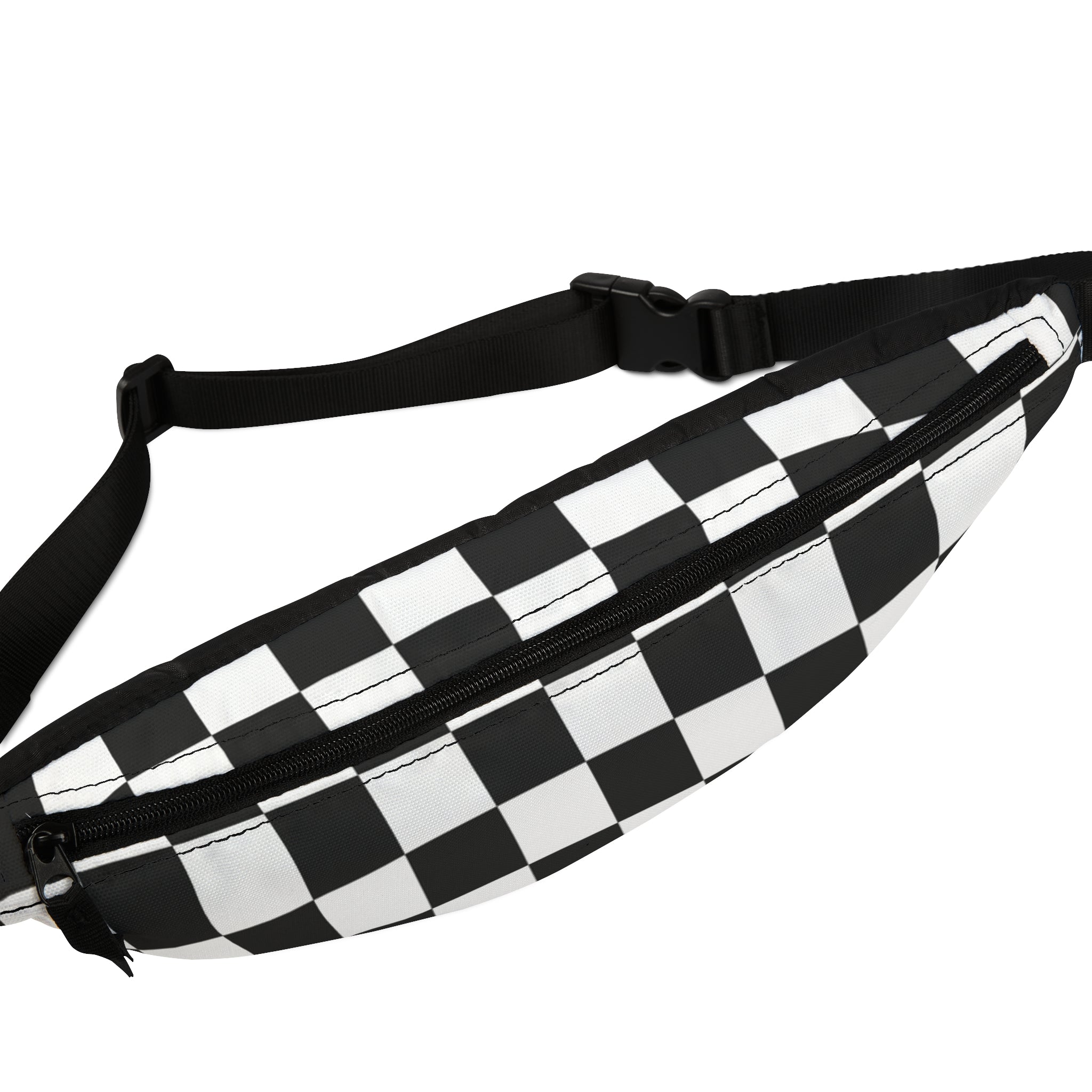 Checkerboard White and Black Fanny Pack, Artsulli - Art is Long, Life is Short, Bags, , , , , , , 